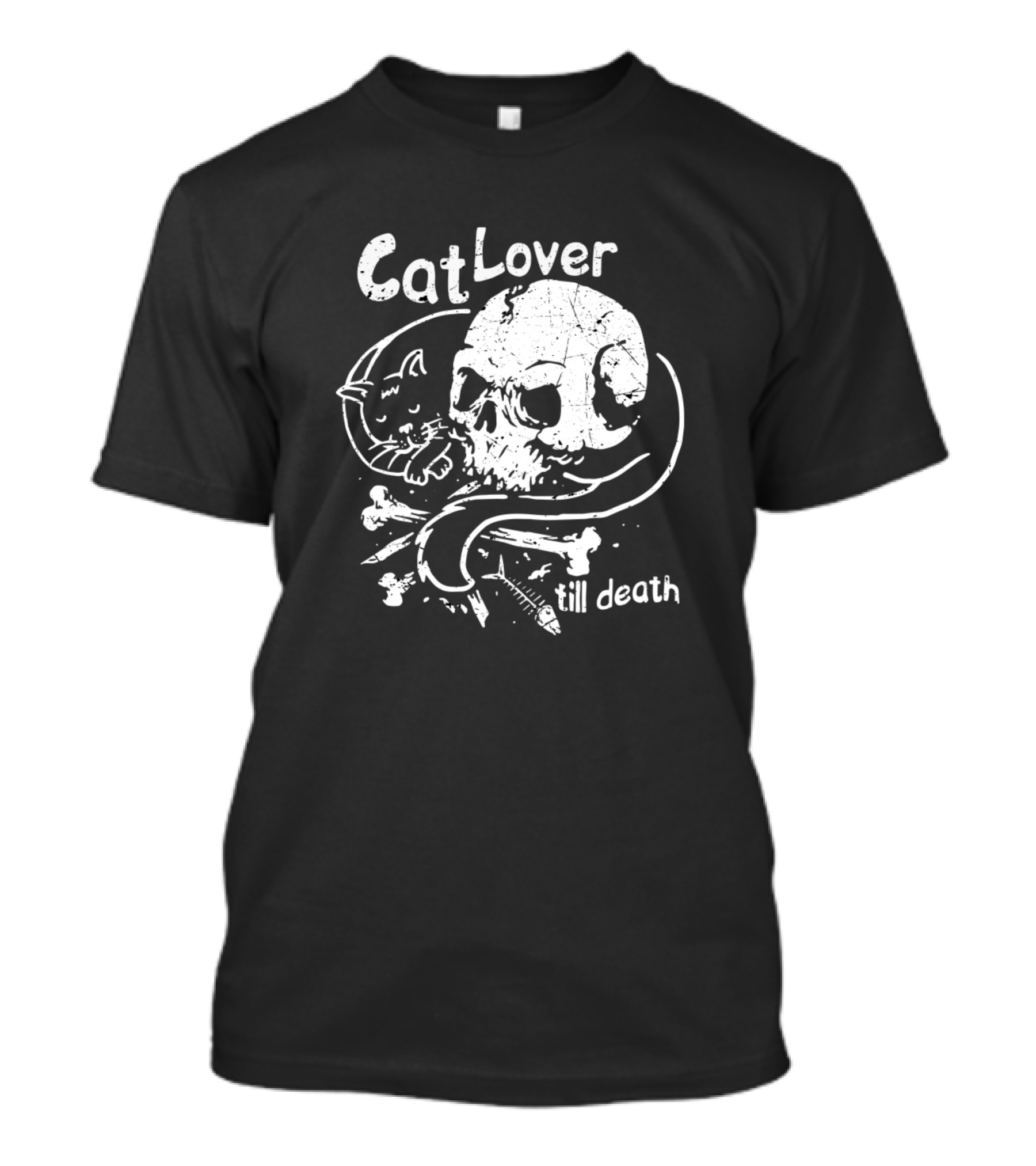 Cat Lover Till Death Skull Cat Bones T-Shirt