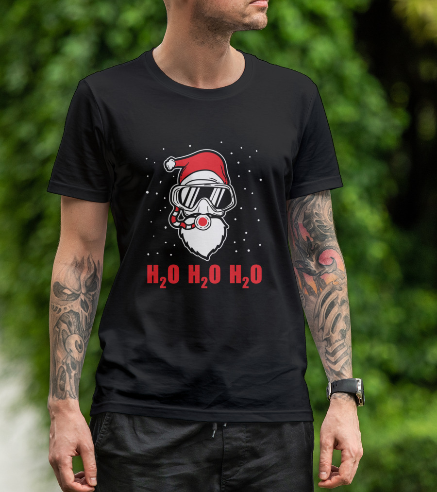 H2O H2O H2O Chemist Santa Claus Christmas Dive T-Shirt