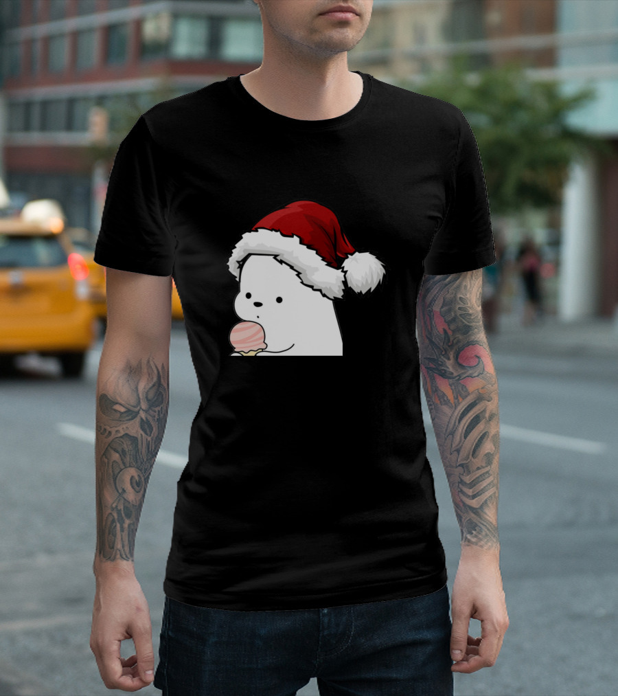 Santa Hat Ice Cream Bear Christmas Cutie T-Shirt