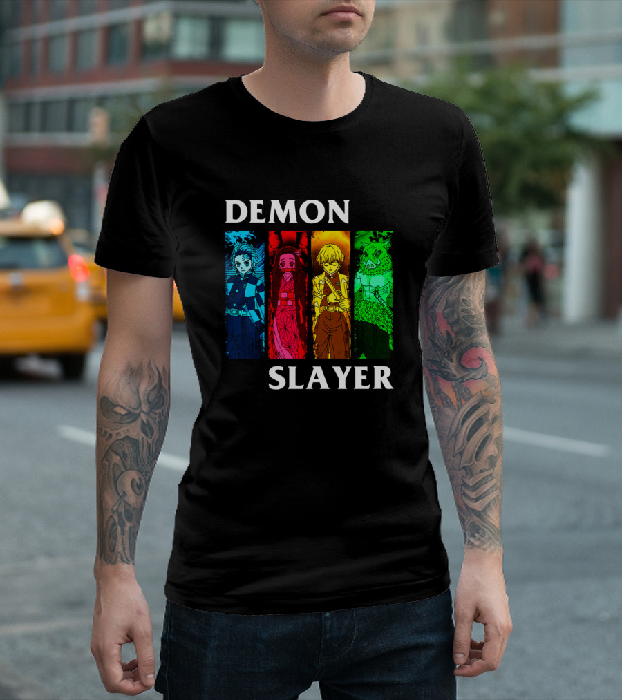 Demon Slayer Characters Colorful Panel T-Shirt