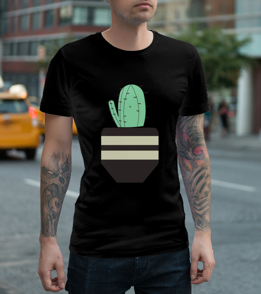 Cactus In Striped Planter T-Shirt