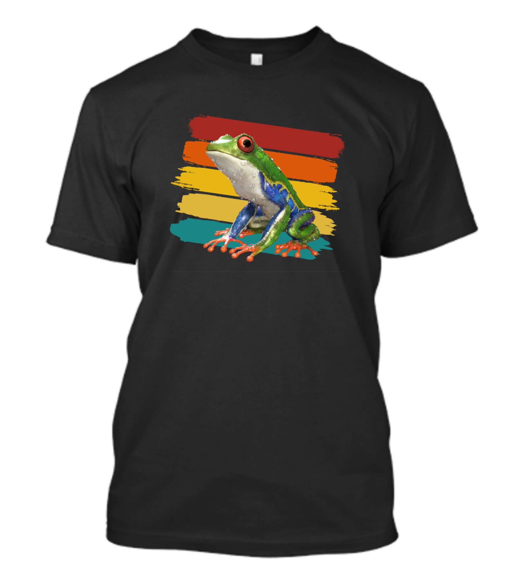 Frog Red Eyed Tree Frog Rainbow Stripes Colorful T-Shirt