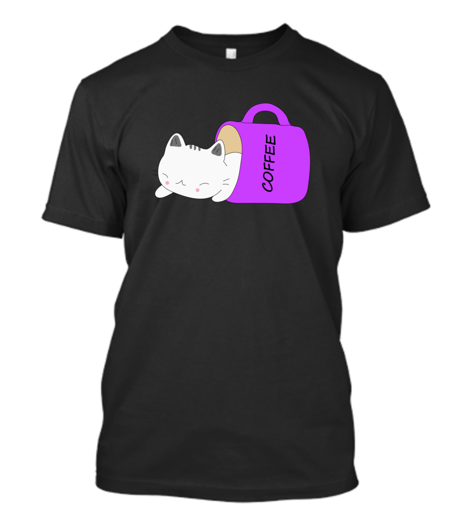 Girl Cat Sleeping In Coffee Mug T-Shirt