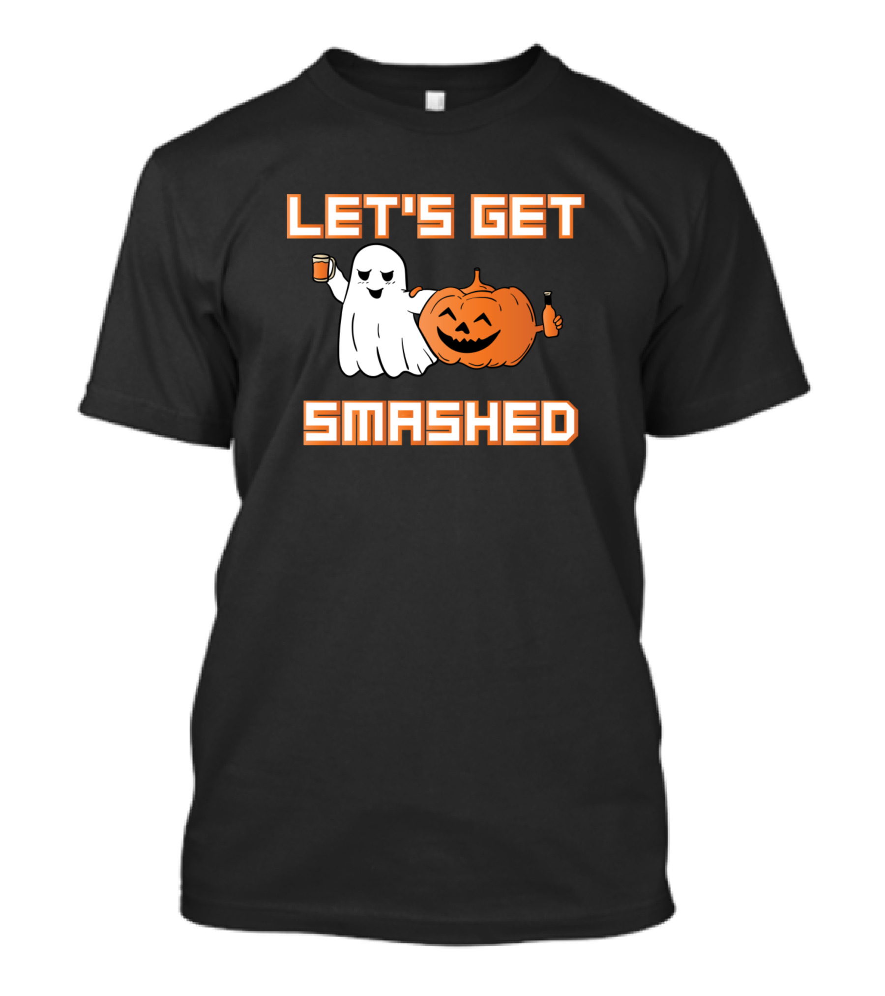 Let's Get Smashed Halloween Ghost And Pumpkin T-Shirt