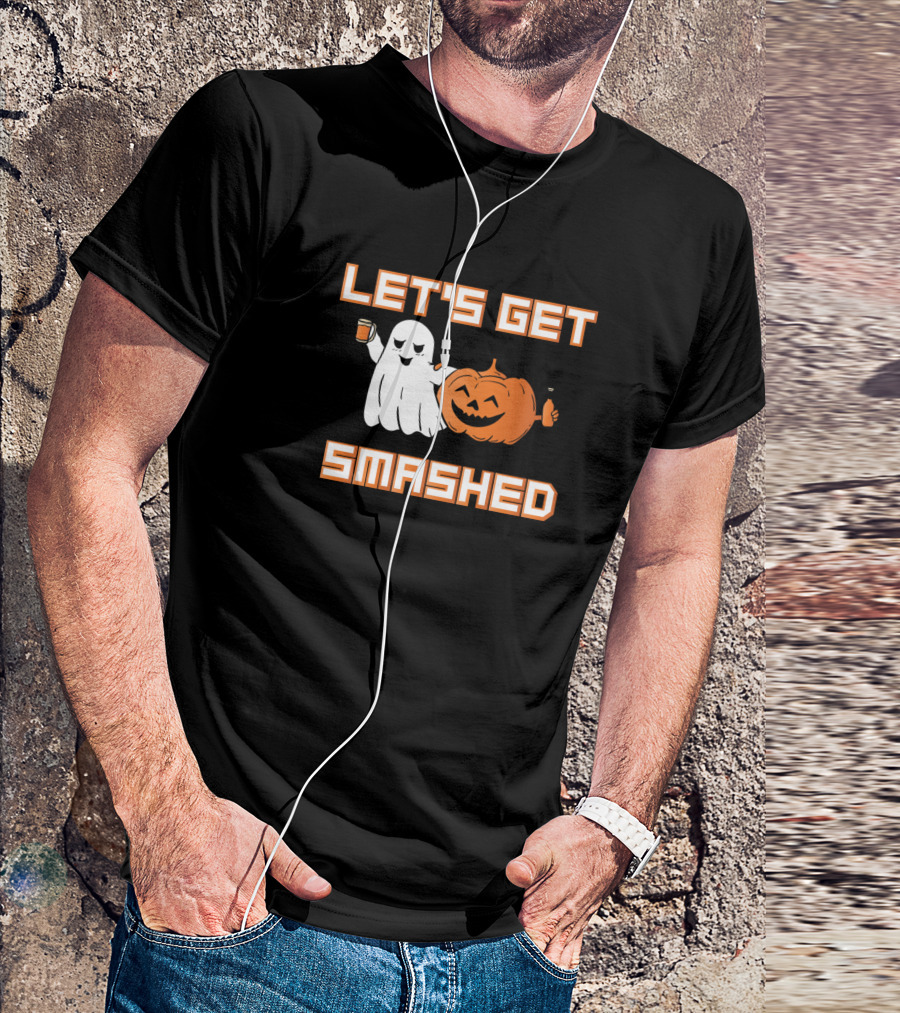 Let's Get Smashed Halloween Ghost And Pumpkin T-Shirt
