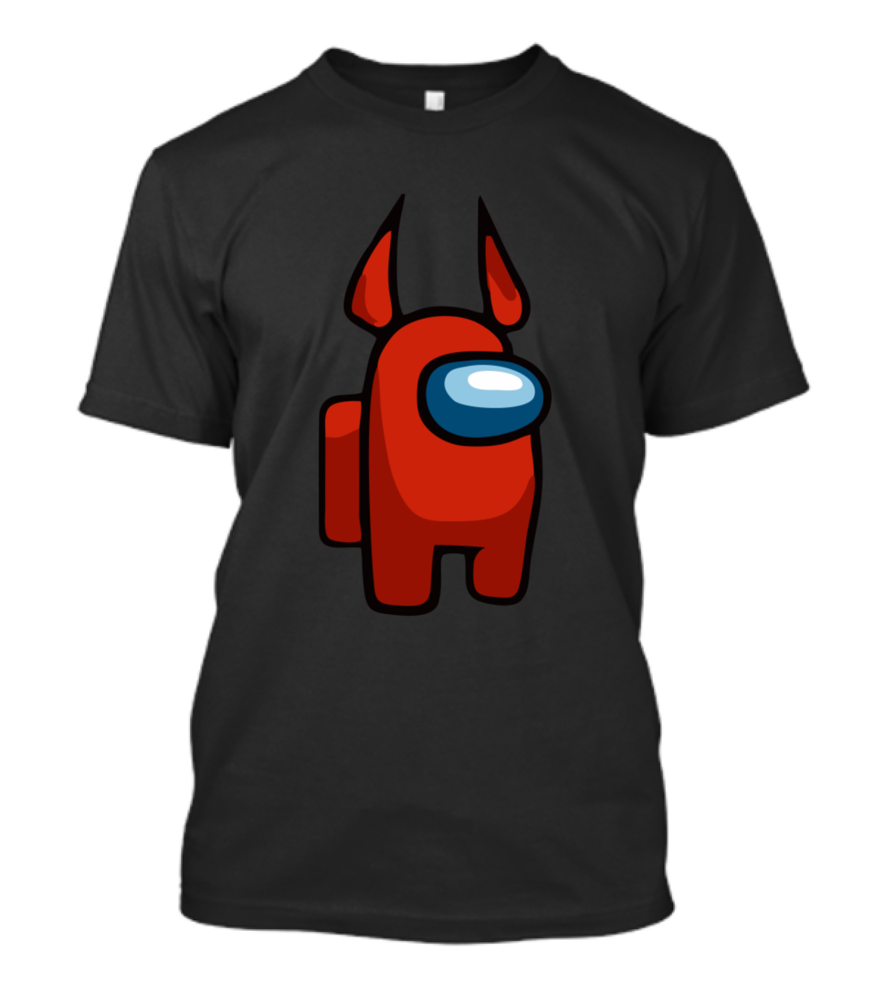 Halloween Red Among Us Crewmate With Devil Horns T-Shirt