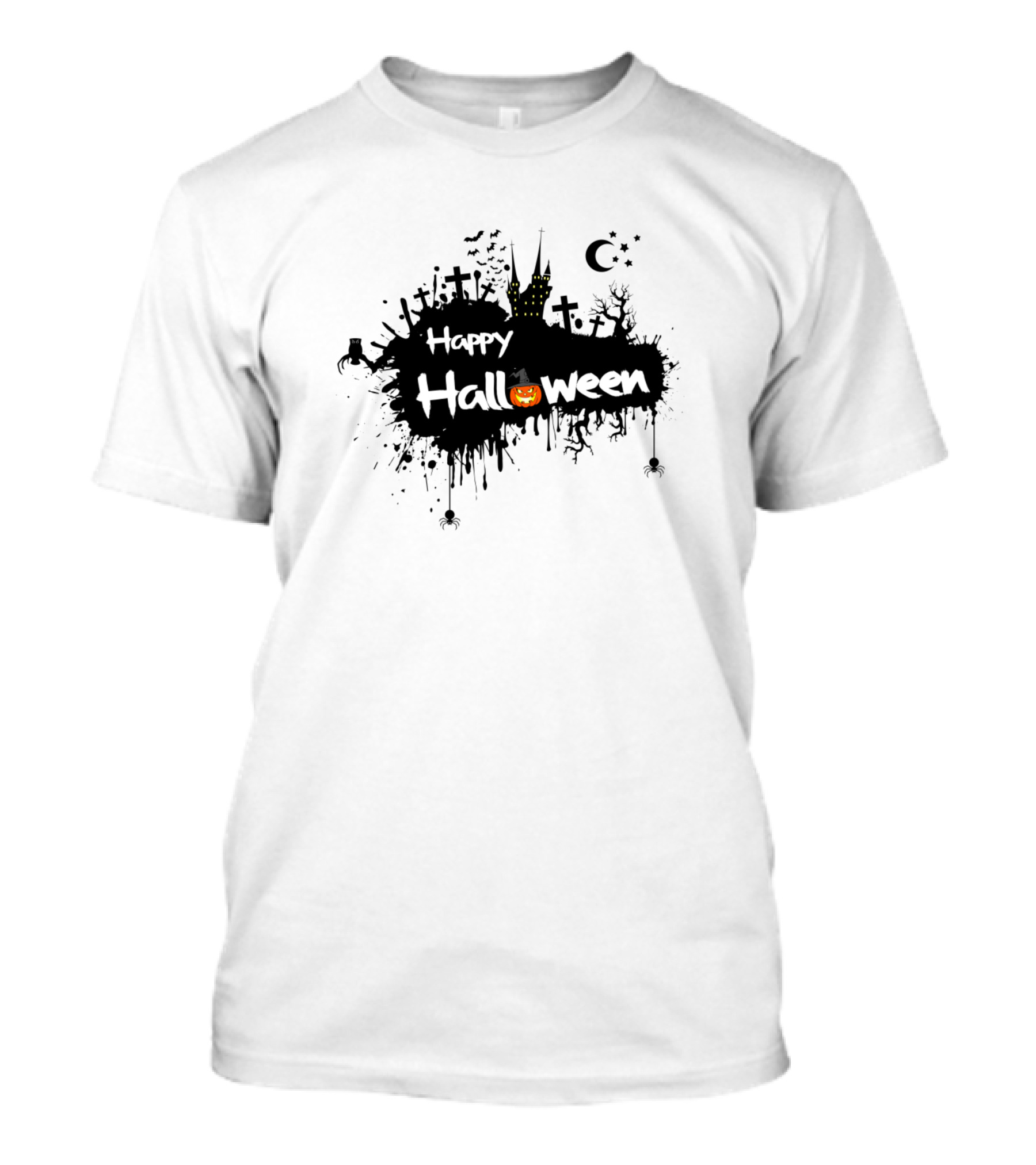 Happy Halloween Graveyard Spooky Moon Pumpkin T-Shirt