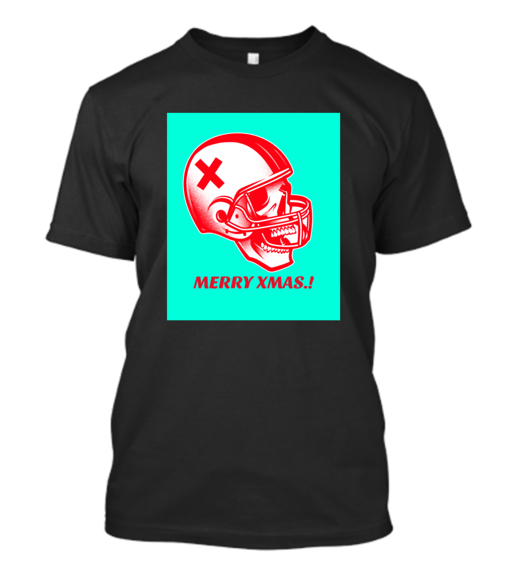 Merry Xmas Skull Red Helmet T-Shirt
