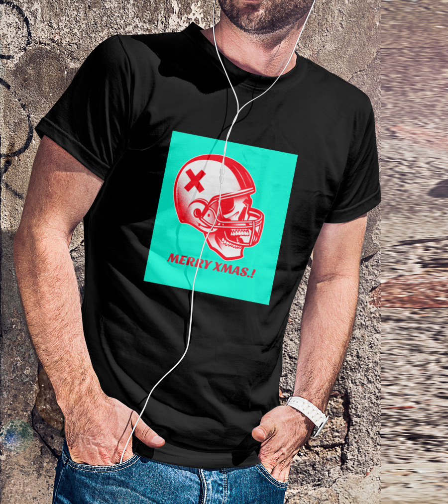 Merry Xmas Skull Red Helmet T-Shirt