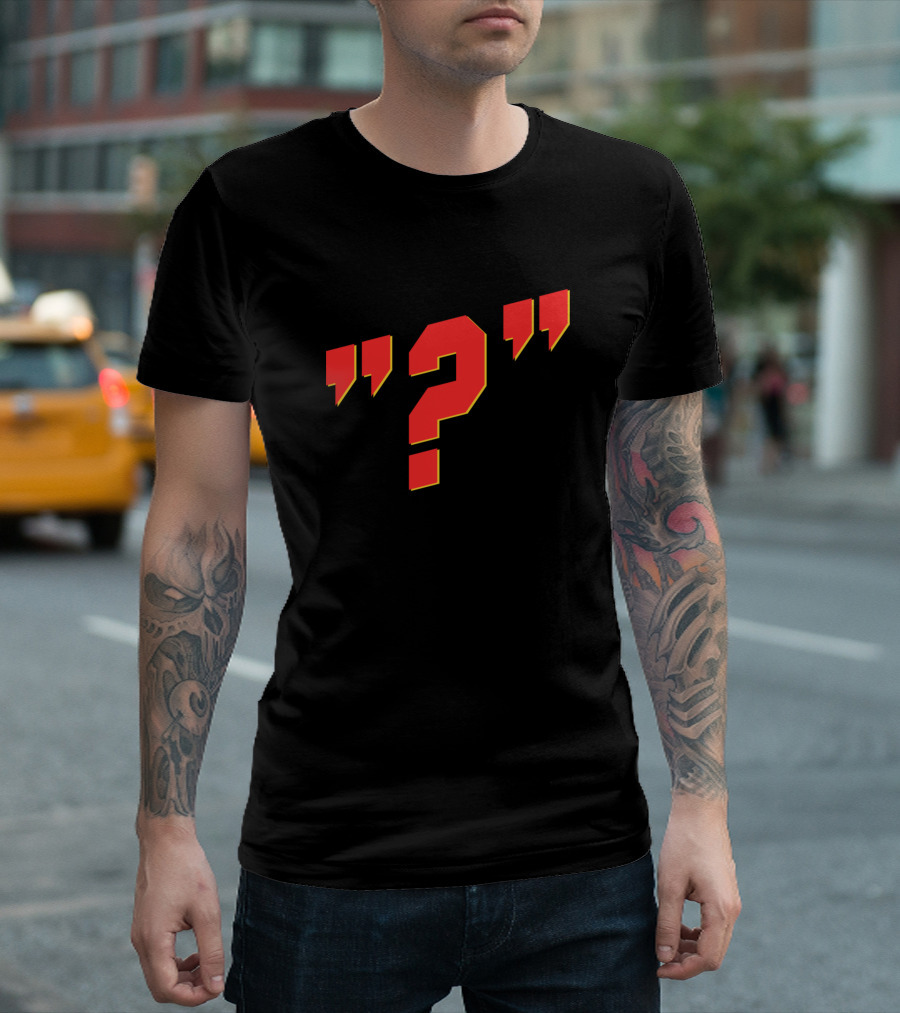 Minimalist Red Question Mark In T-Shirt