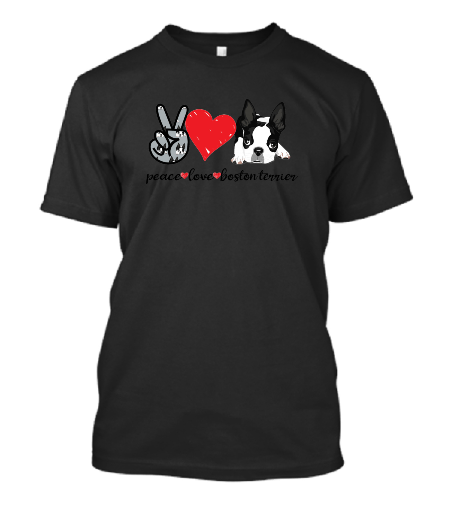 Peace Love Boston Terrier Dog Breed Lover T-Shirt