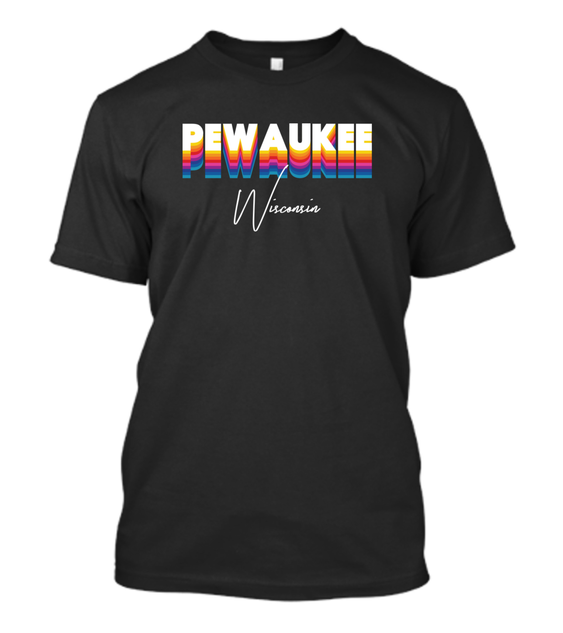 Pewaukee Wisconsin Retro Vintage Striped Reflection T-Shirt