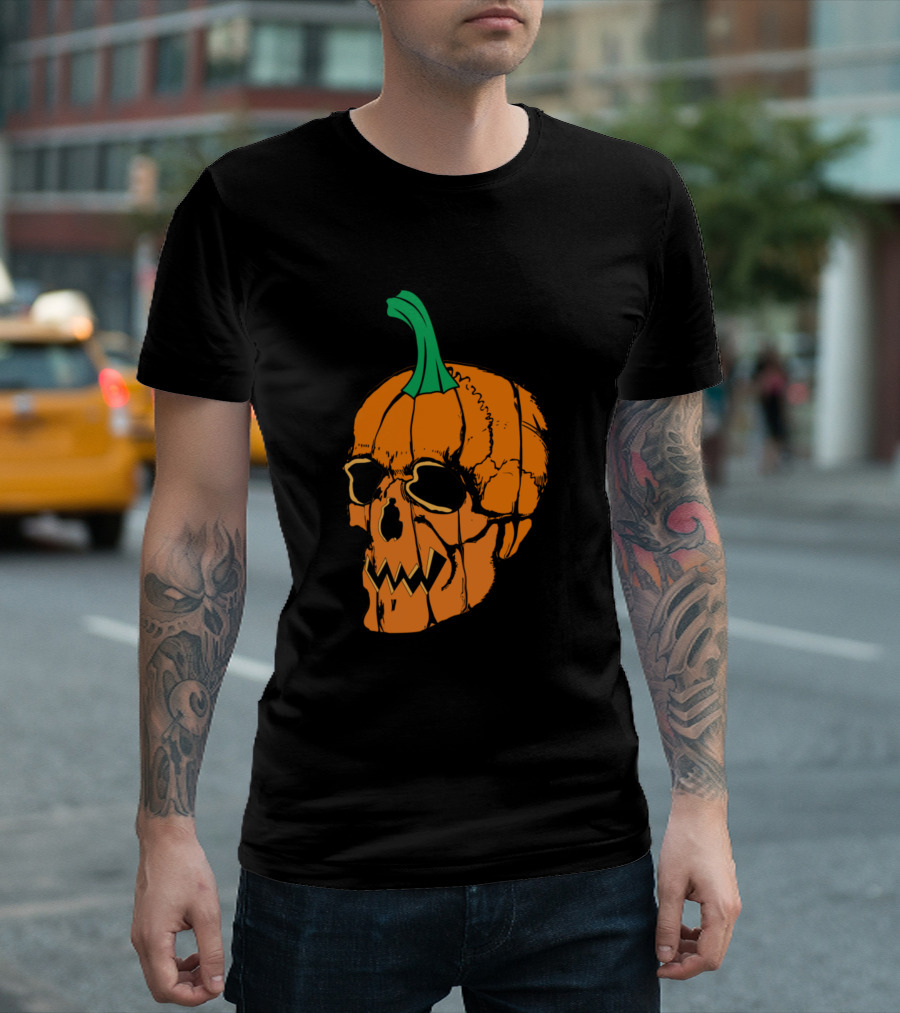 Pumpkin Skull Carving Halloween Jack-O-Lantern T-Shirt