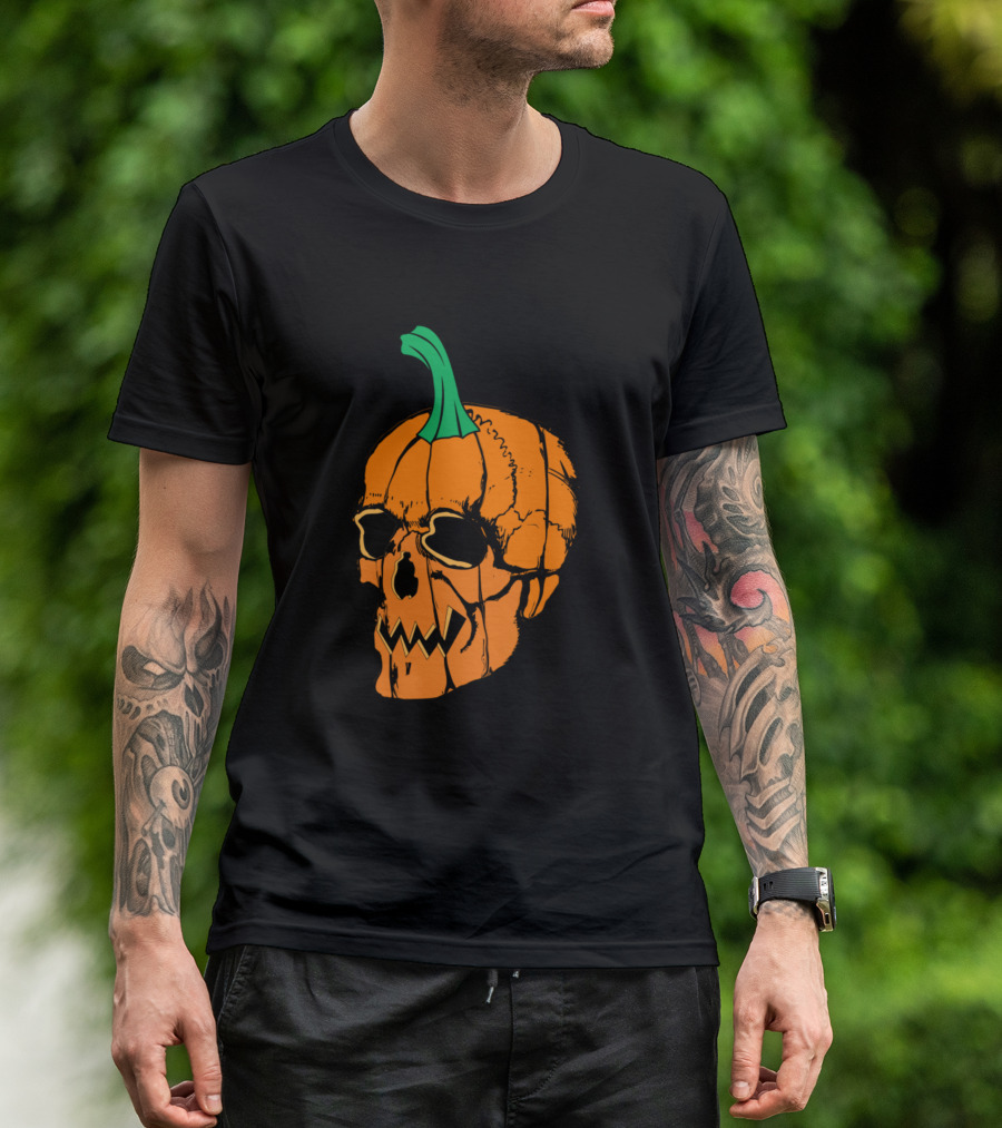 Pumpkin Skull Carving Halloween Jack-O-Lantern T-Shirt