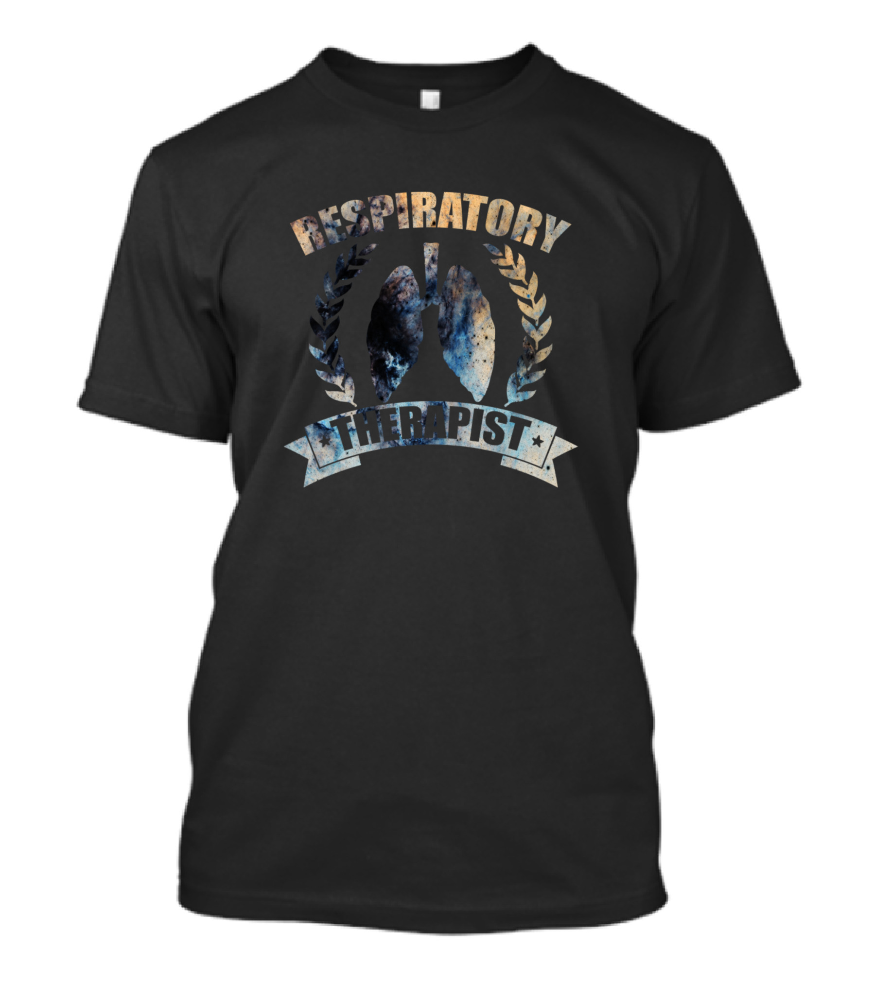 Respiratory Therapist Galaxy Lungs Laurel Badge T-Shirt