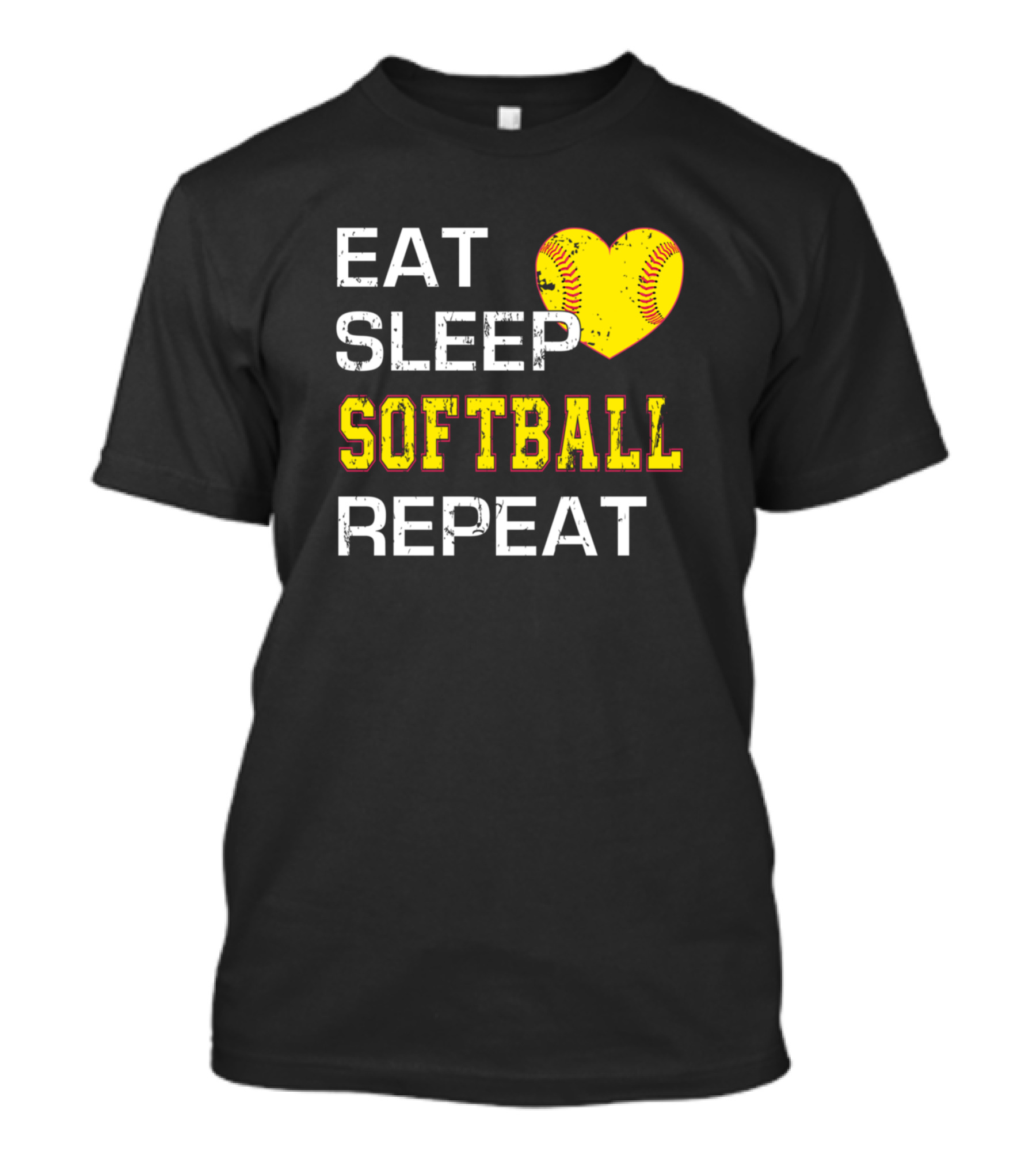 Eat Sleep Softball Repeat Heart Softball T-Shirt