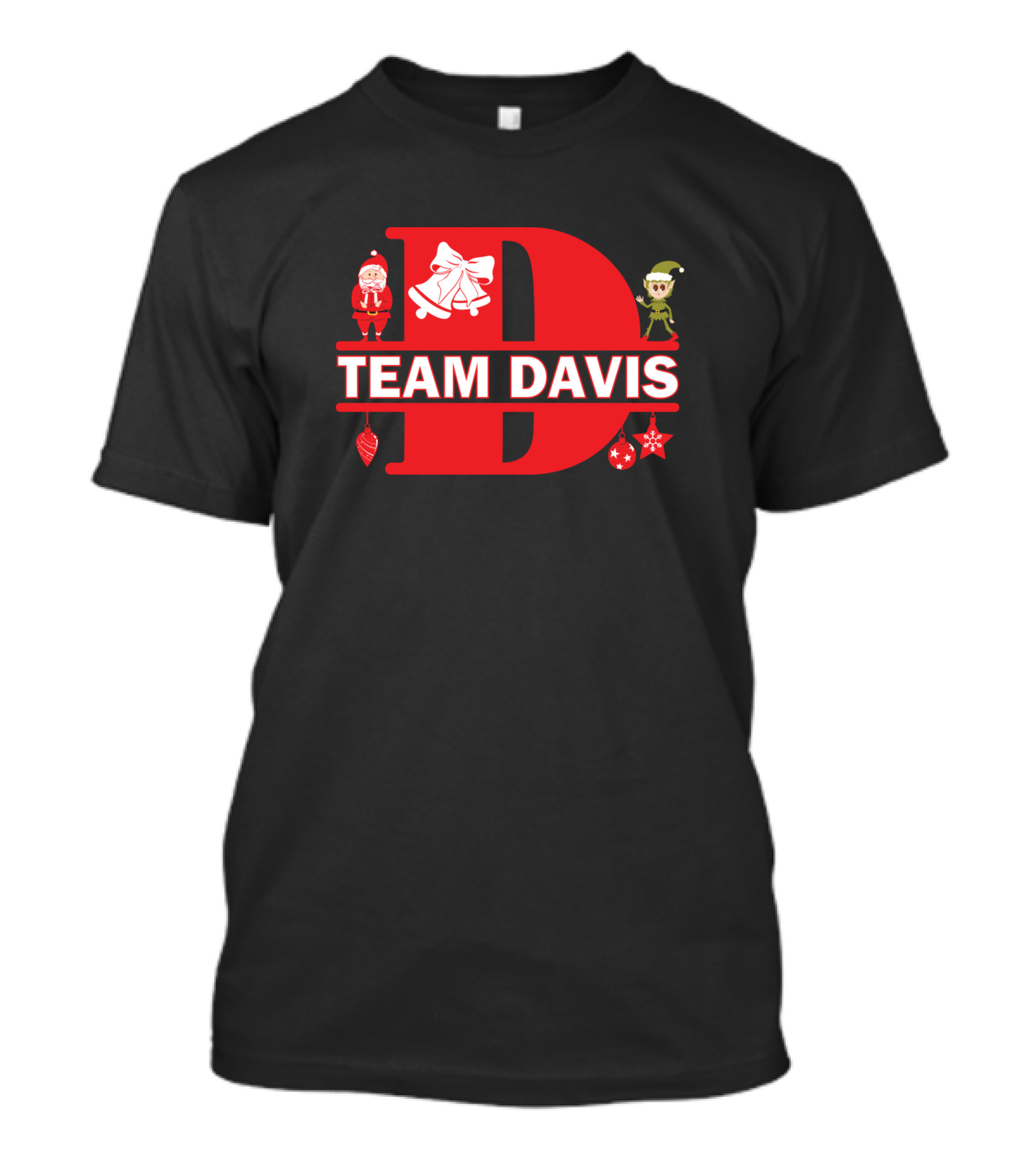 Team Davis Holiday Santa Elf Ornament Family T-Shirt