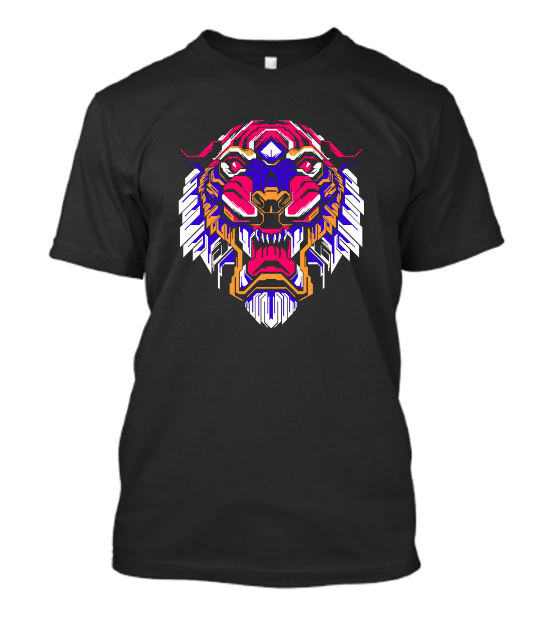 The Tiger Backprint Vibrant Geometric Face T-Shirt