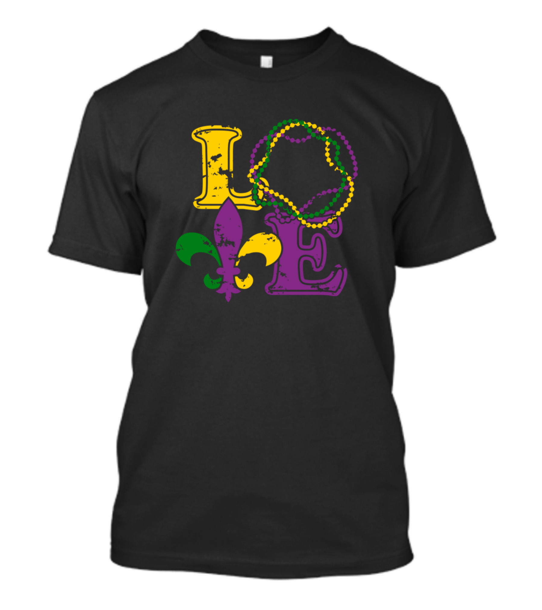 I Love Mardi Gras Fleur De Lis Beads Of Nola Vintage T-Shirt