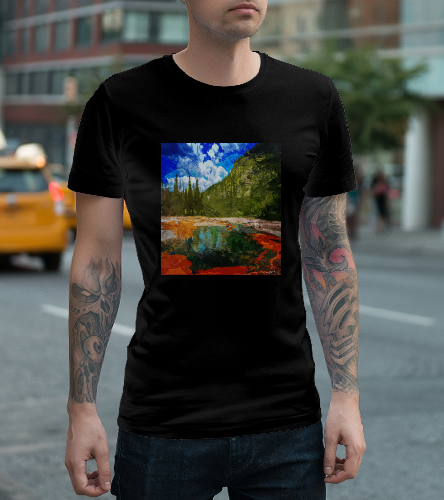 Yellowstone National Park Colorful Landscape Painting T-Shirt