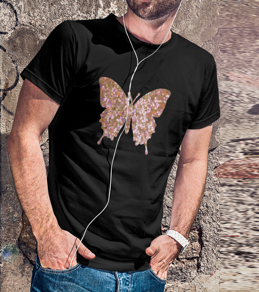 Rose Gold Butterfly With Colourful Texture T-Shirt