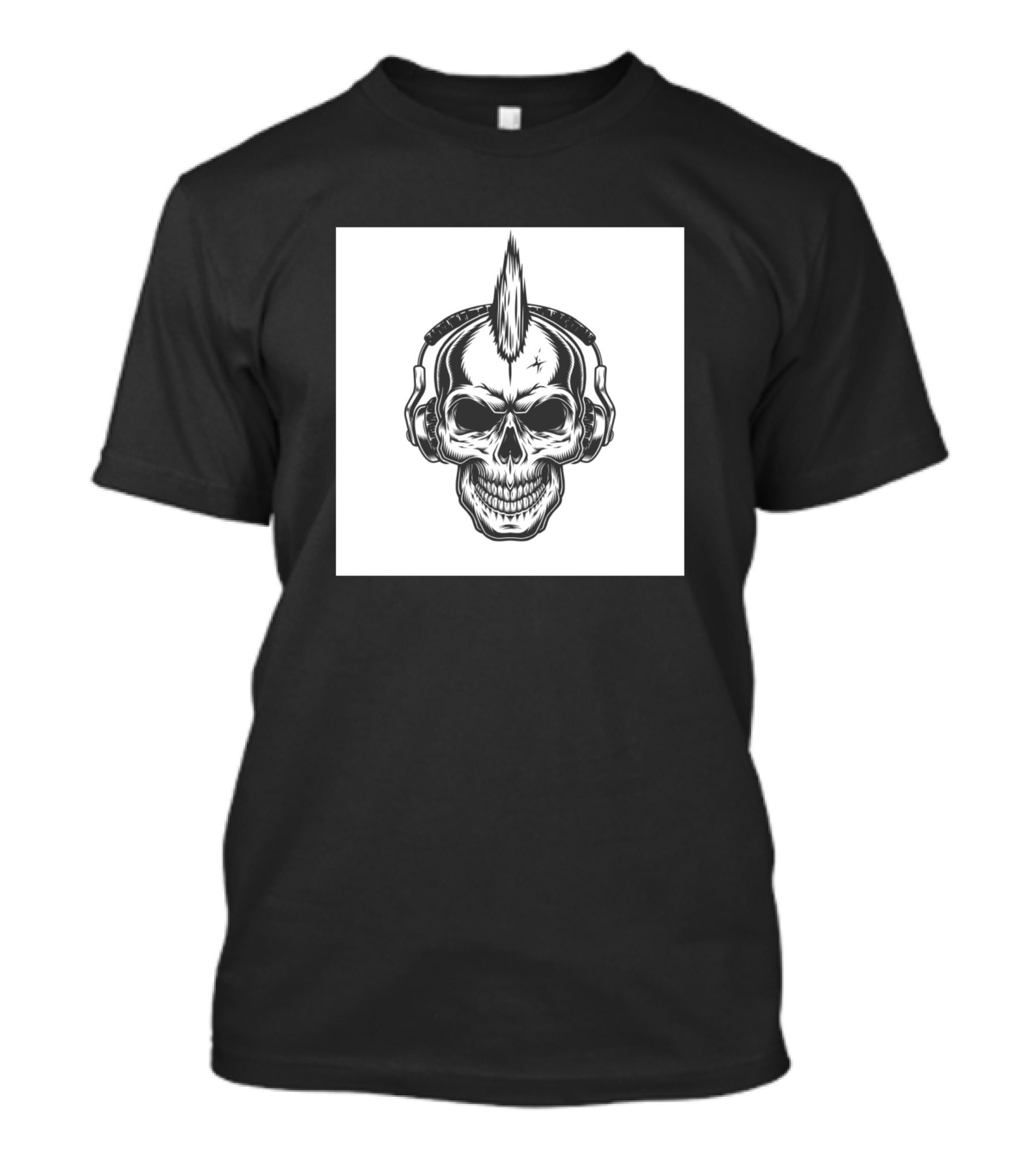 Skeleton Headphone Mohawk Skull T-Shirt