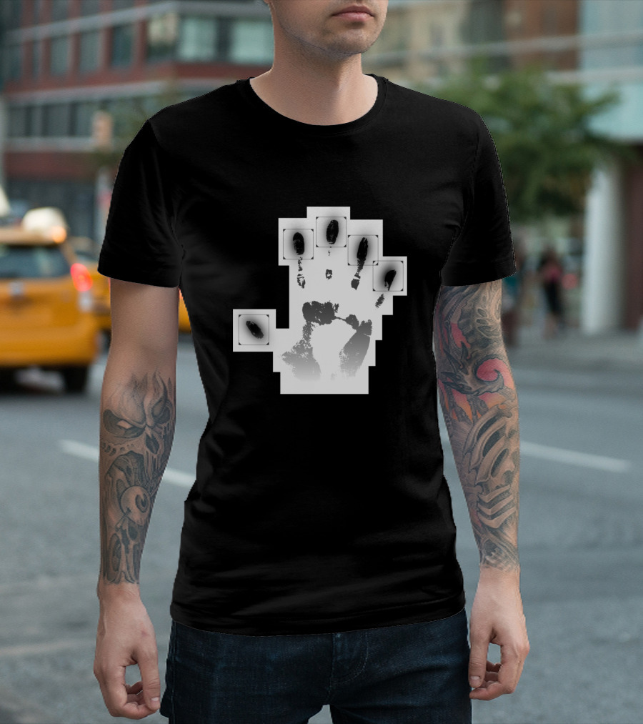 Black and White Pixelated Handprint with Software Engineer Ideas T-Shirt