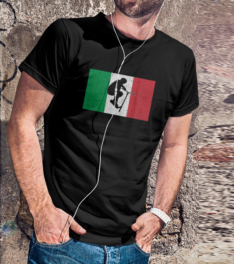 Stuntscooter Italia Scooter Trick Jump Italian Flag T-Shirt