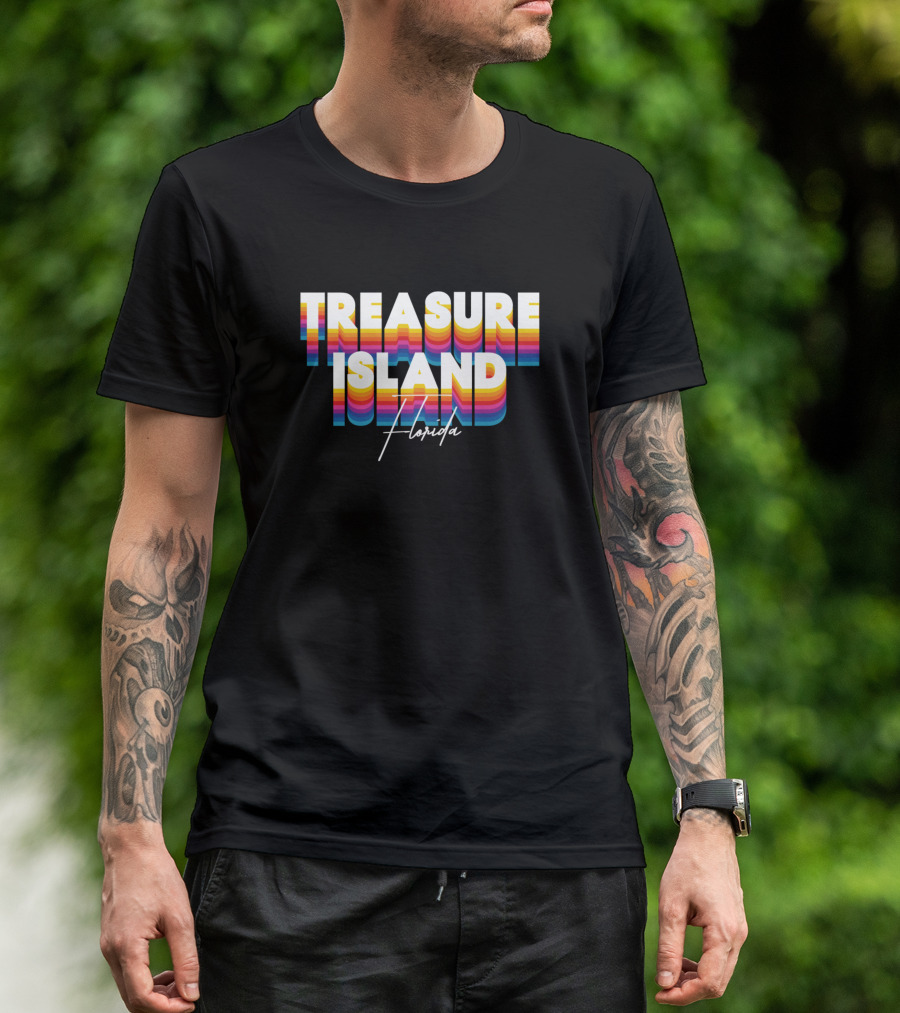 TREASURE ISLAND FLORIDA RETRO VINTAGE CLOTHING RAINBOW STRIPES T-Shirt