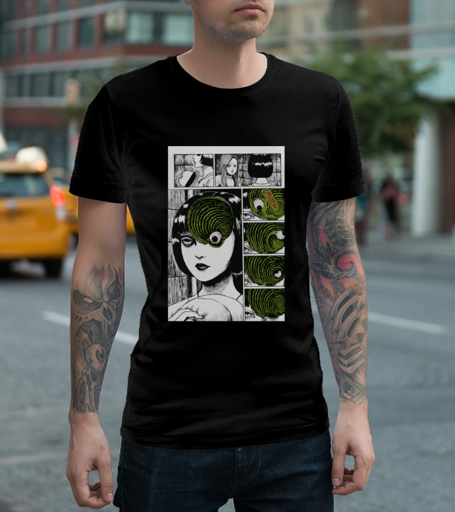 Uzumaki Eye Junji Ito Spiral Horror Manga Panel T-Shirt