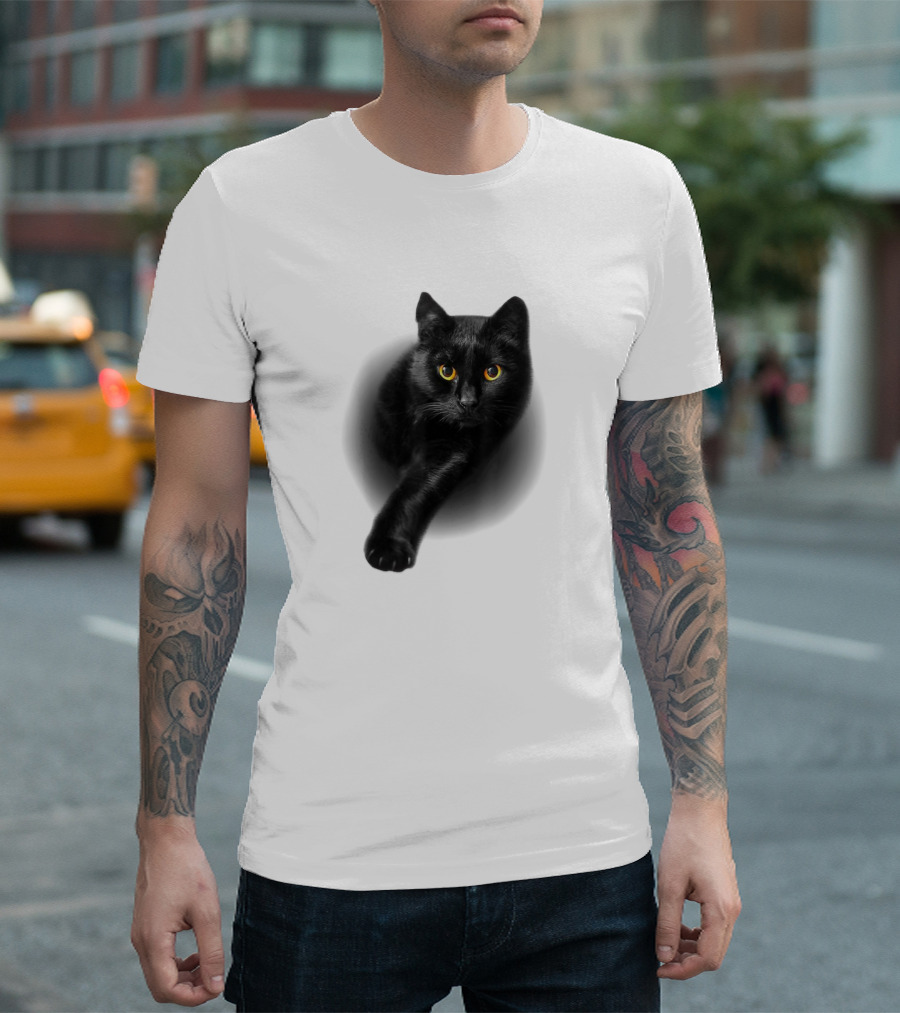 Cats Black Cat Yellow Eyes Black Cat with Yellow Eyes T-Shirt