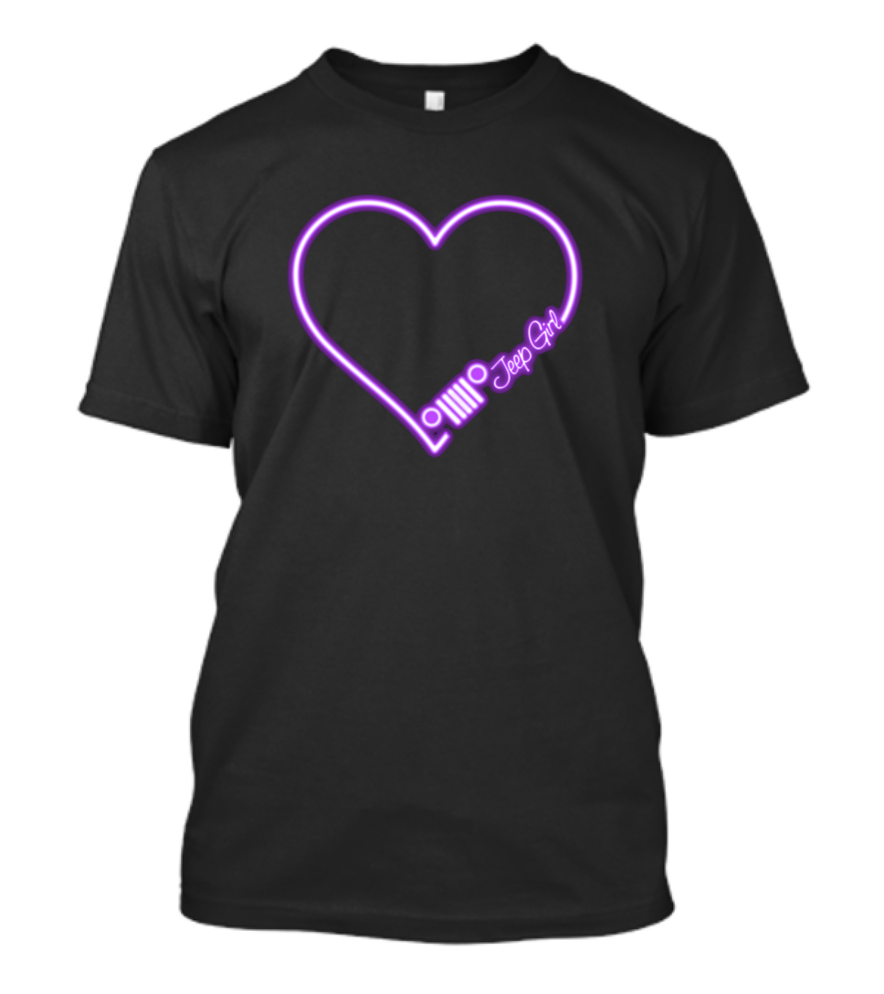 Jeep Girl Neon Purple Heart Grill T-Shirt