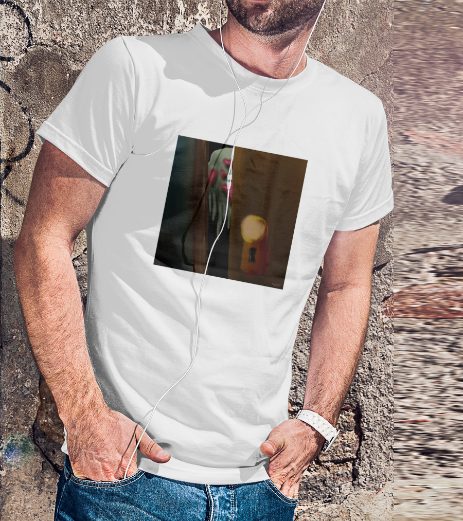 Knock Knock Creepy Creature Behind Door With Keyhole T-Shirt