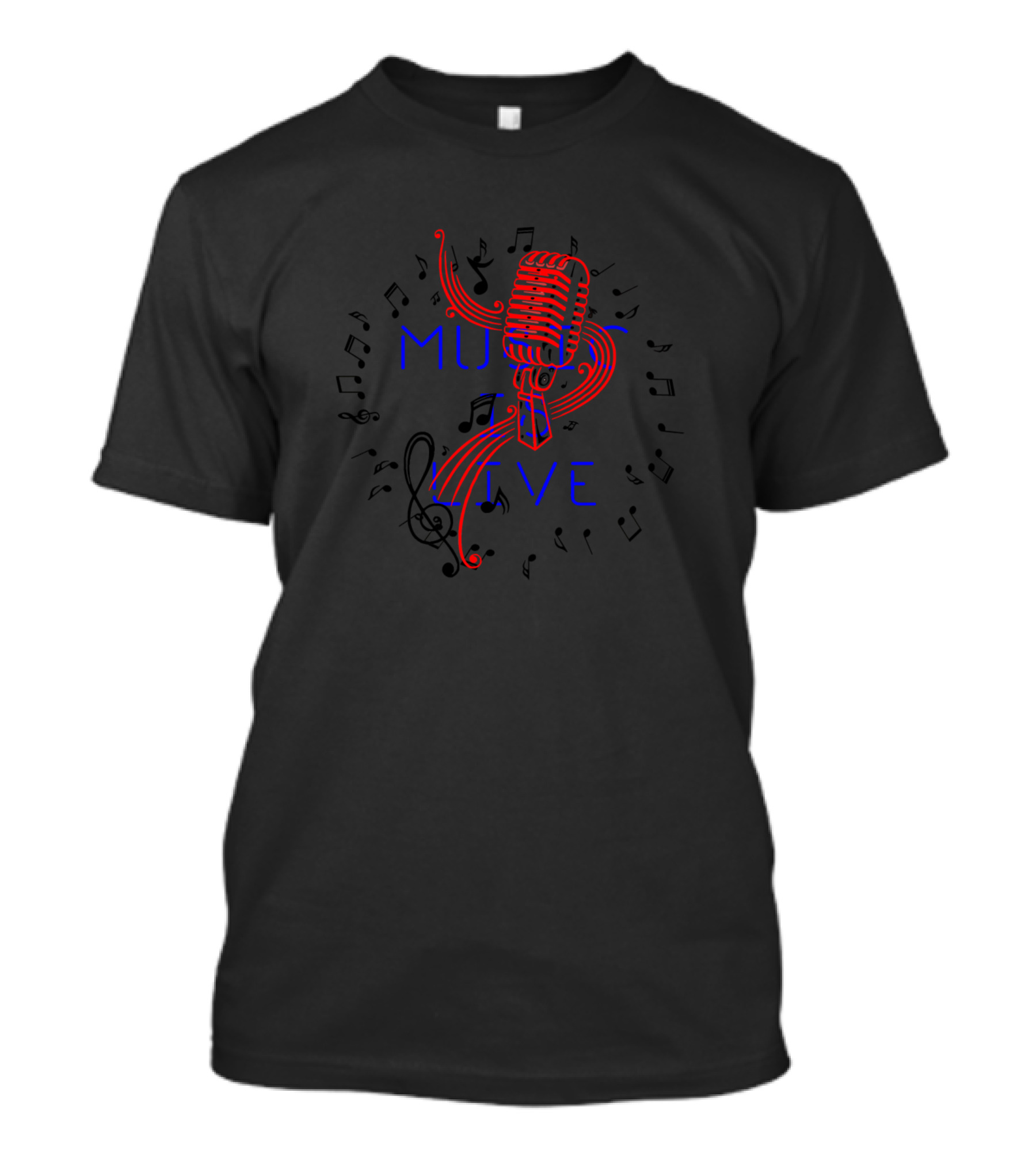 Music Live Vintage Microphone And Notes T-Shirt