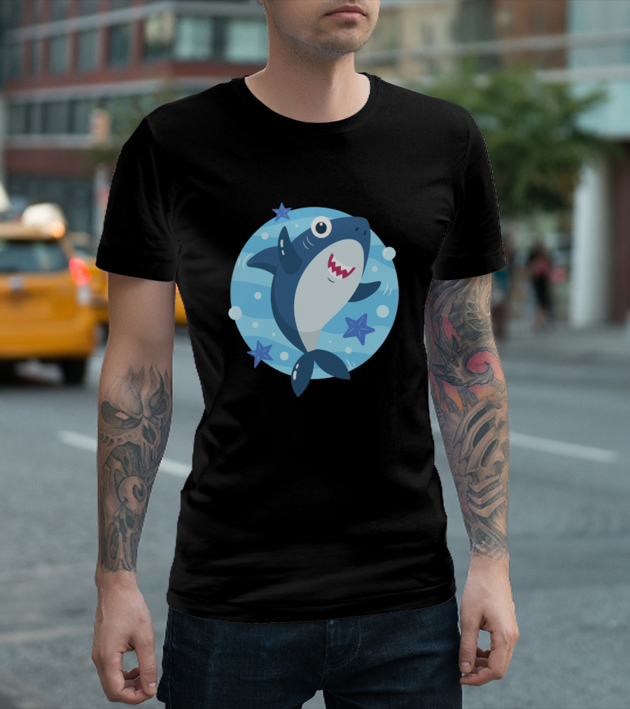 Sunday Shark Fun Playful Cartoon Ocean Adventure T-Shirt