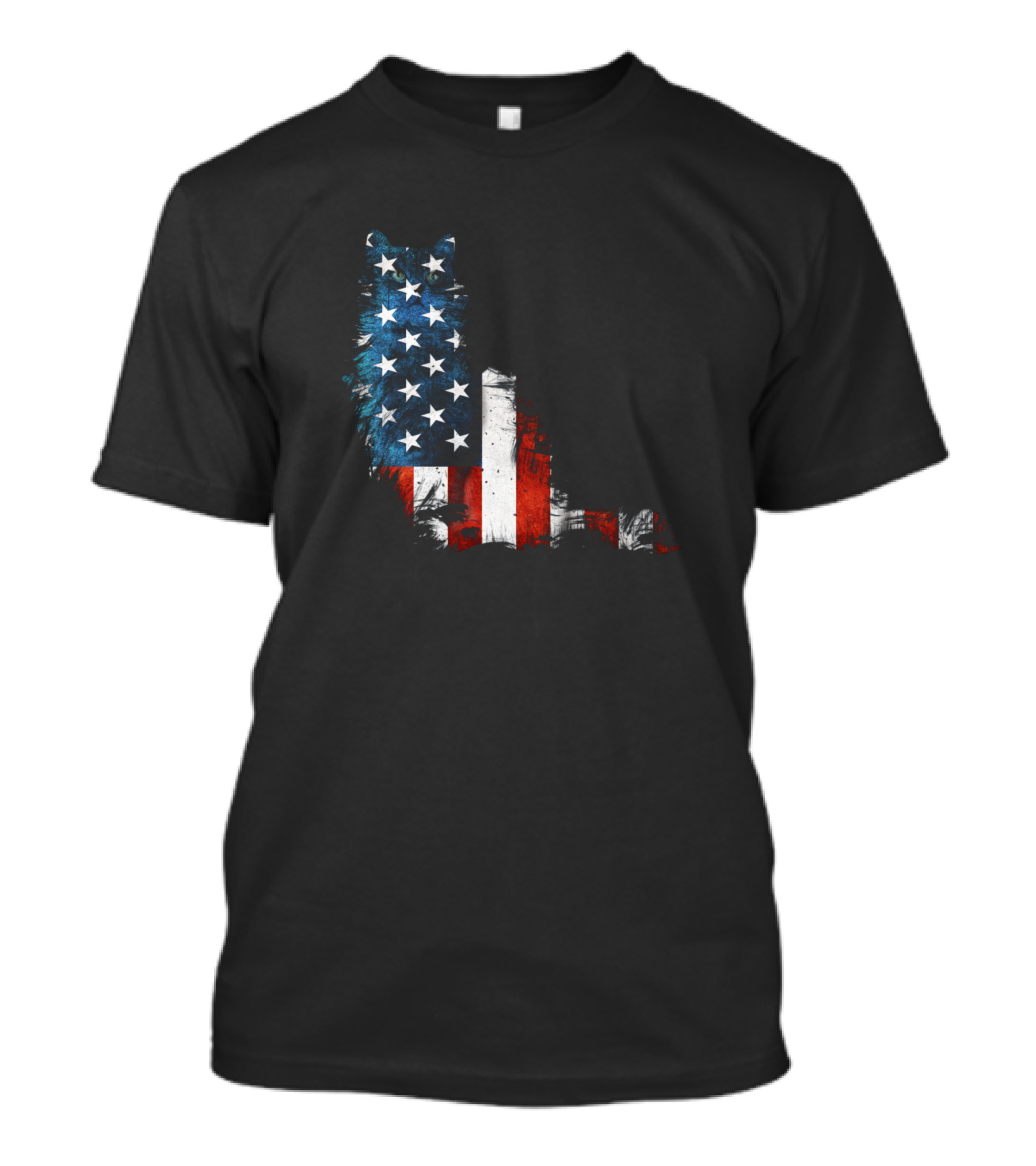 Usa American Flag Memorial 4Th July Cat Silhouette T-Shirt
