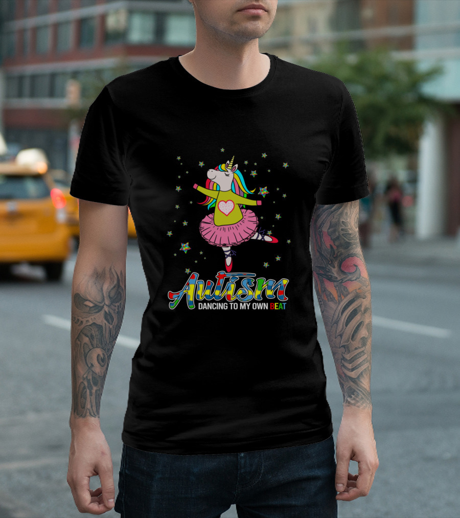 Autism Awareness Dancing To My Own Beat Unicorn Stars T-Shirt
