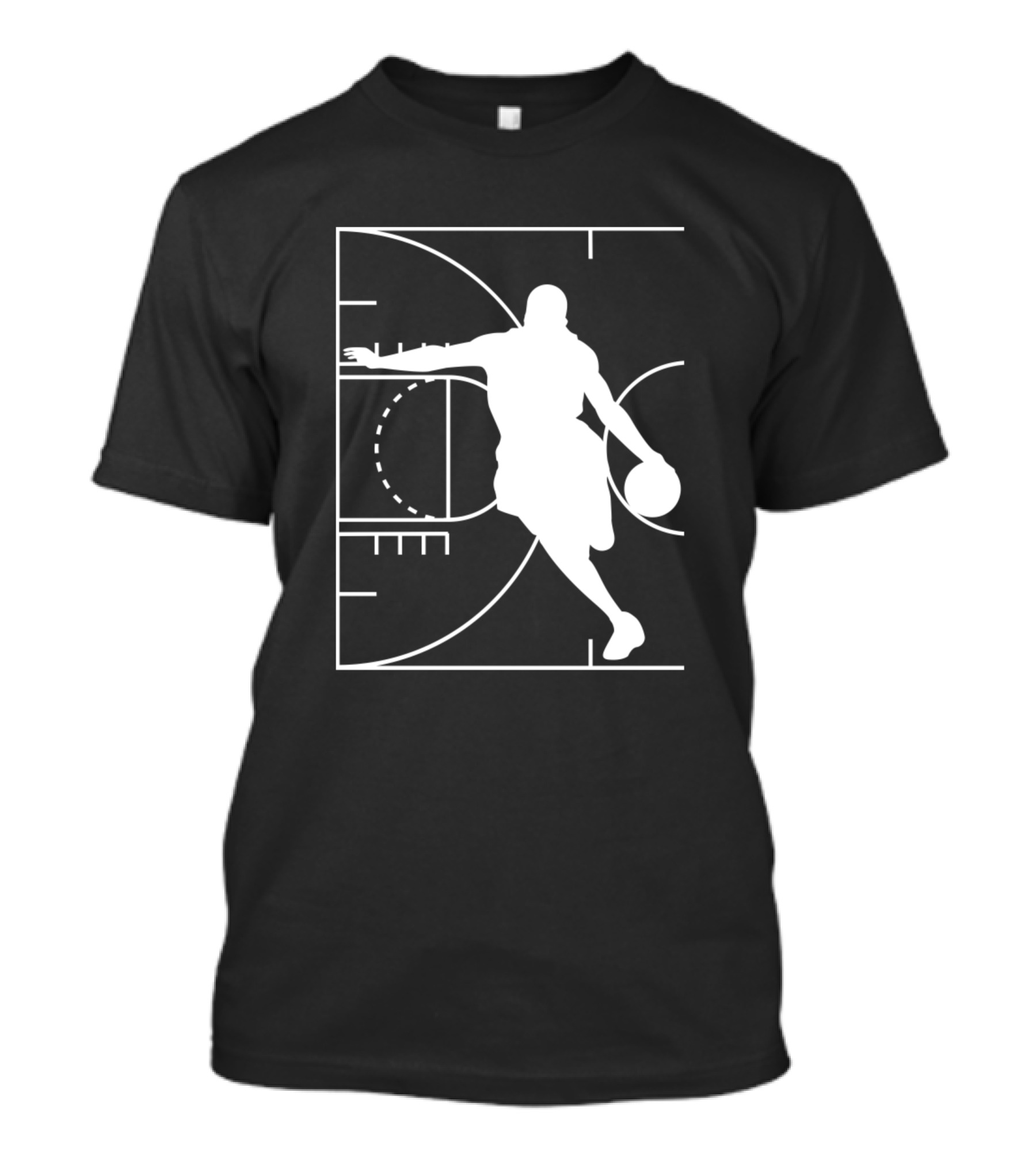 Basketball Court Silhouette Dunking Player T-Shirt