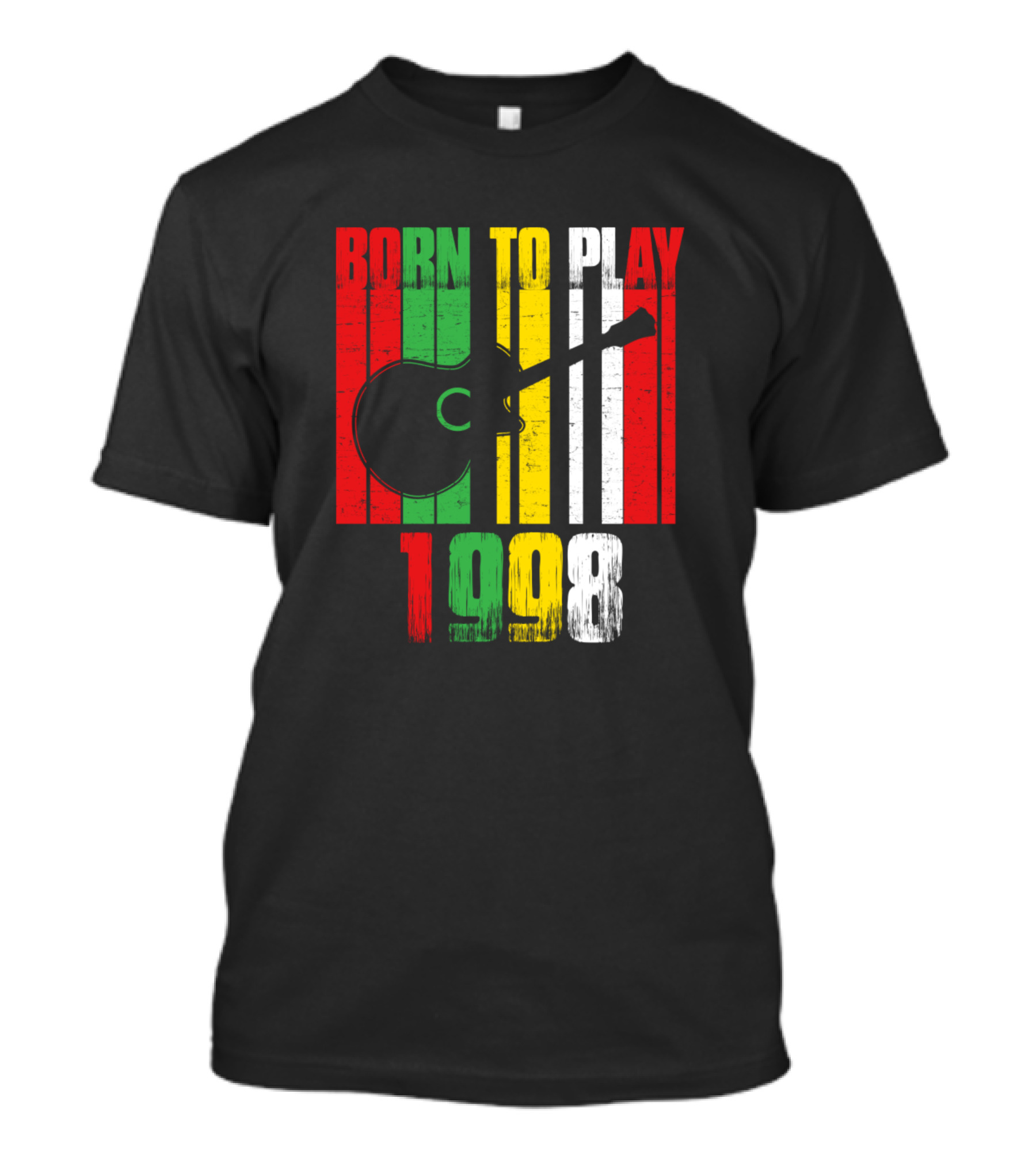Born To Play Guitar 1998 Rasta Colors T-Shirt