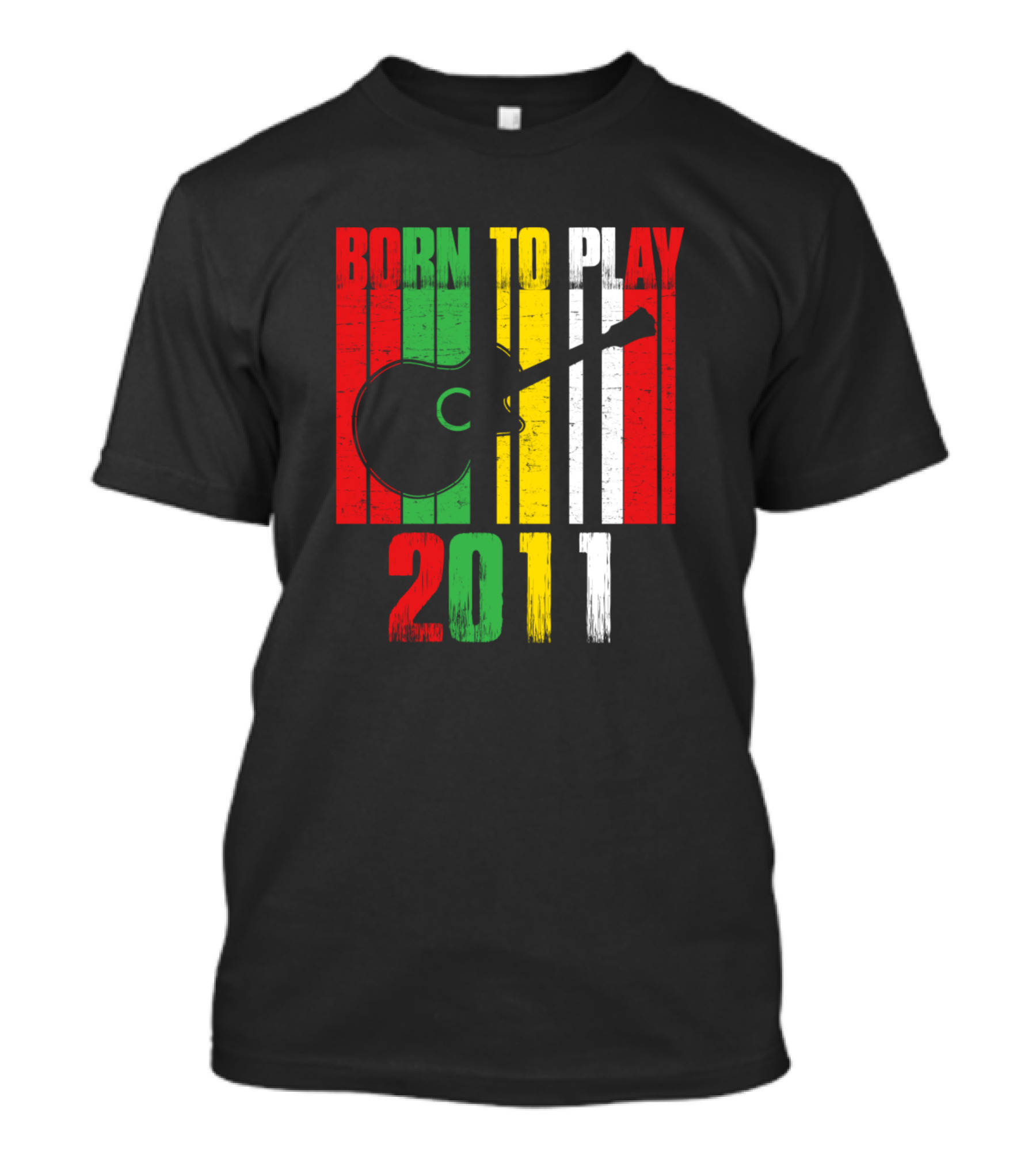 Born To Play Guitar 2011 Striped Guitar T-Shirt