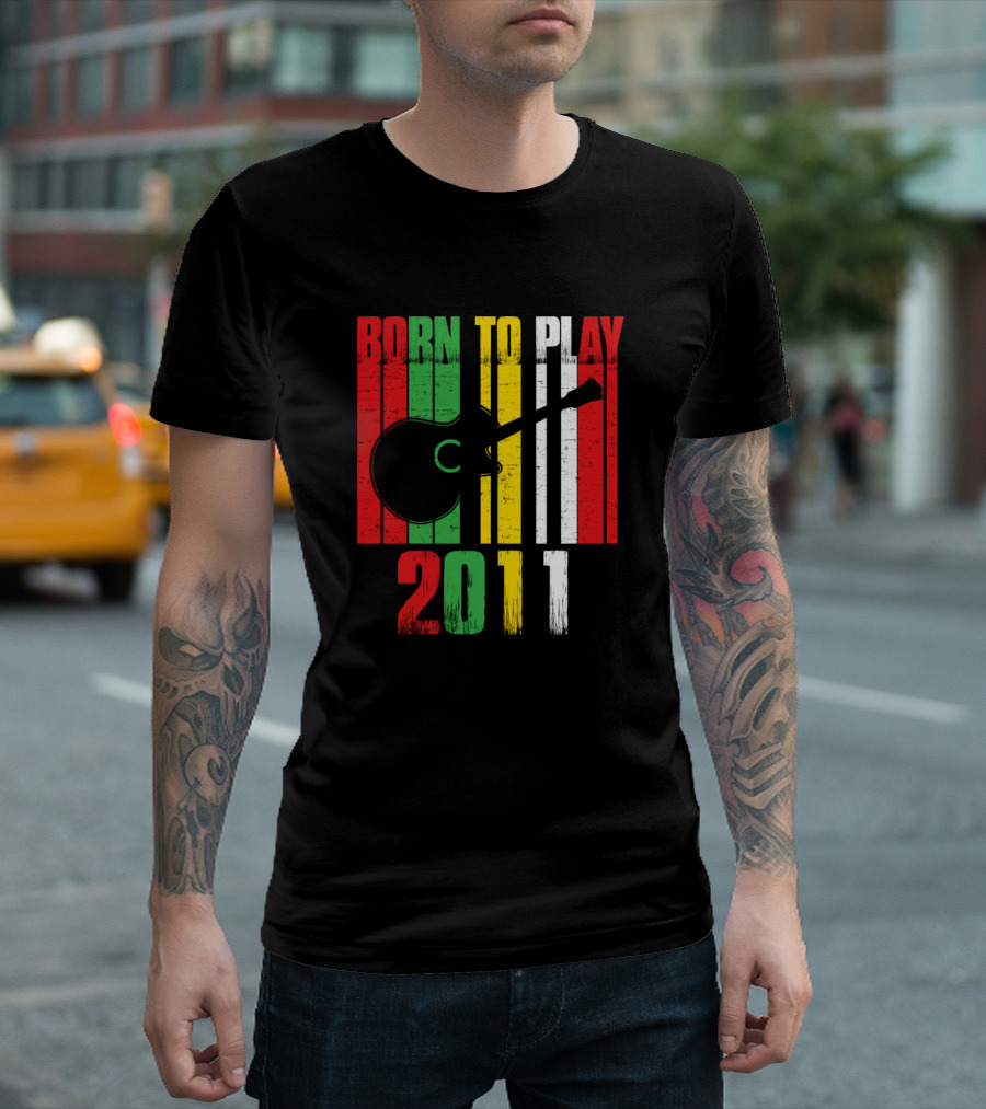 Born To Play Guitar 2011 Striped Guitar T-Shirt
