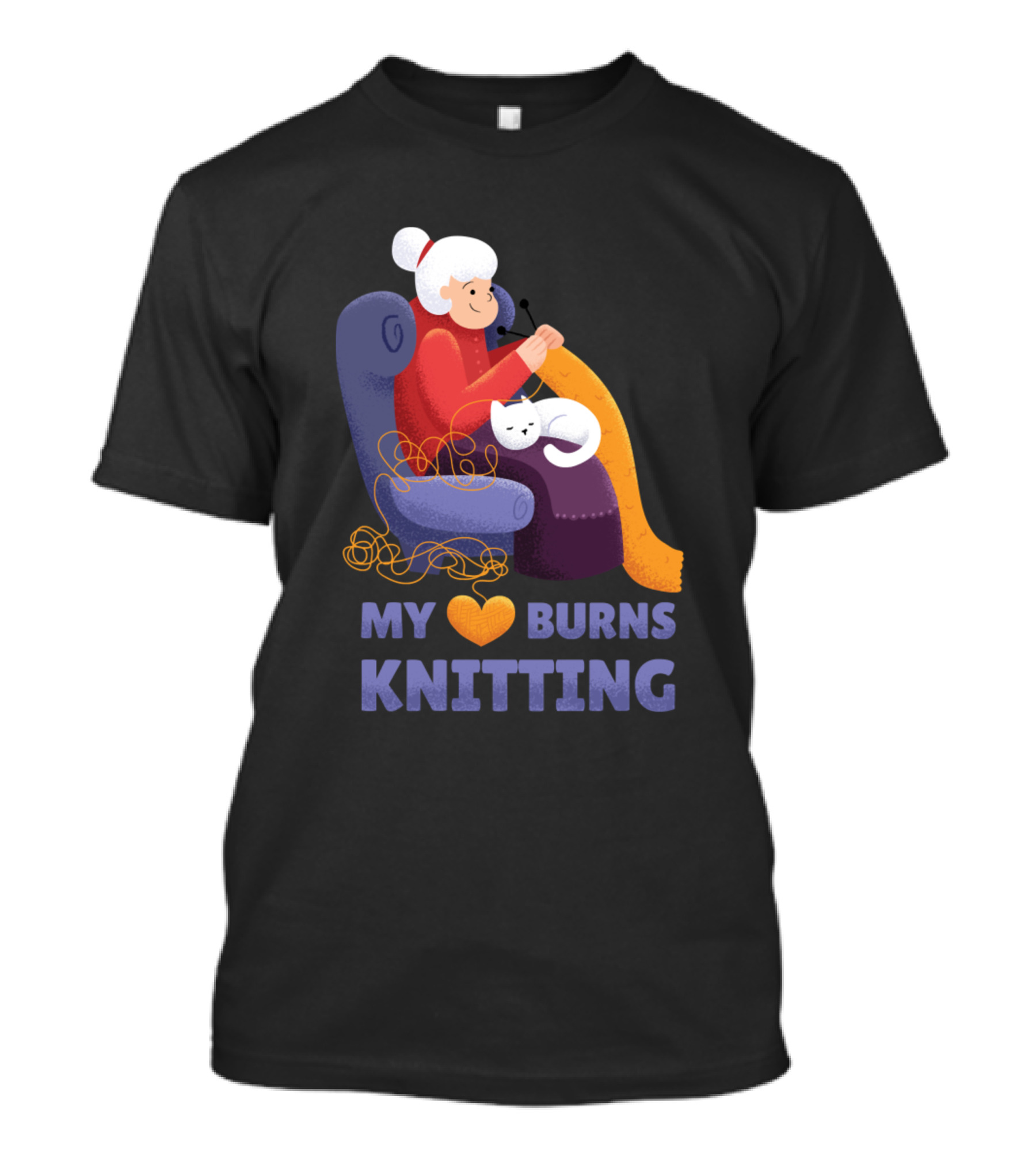 My Love Burns Knitting Funny Cat Grandma Kitt T-Shirt