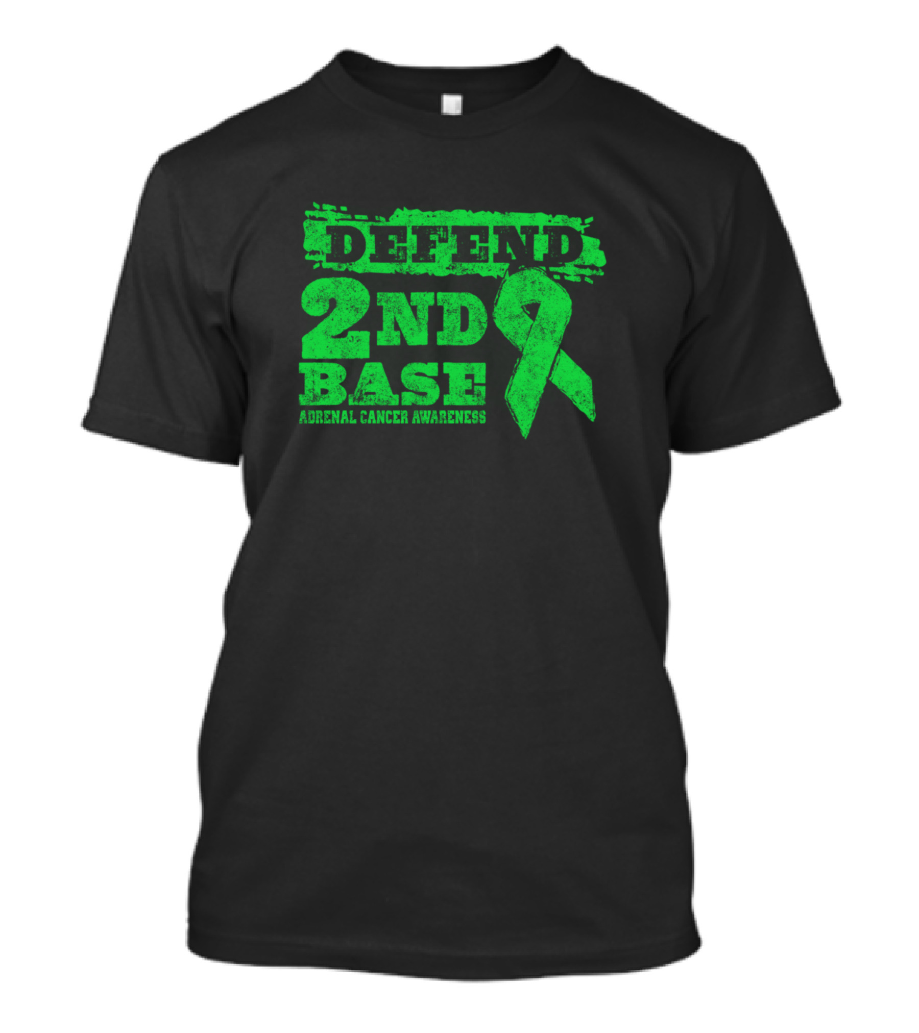 Defend 2Nd Base Adrenal Cancer Awareness Lime Green T-Shirt