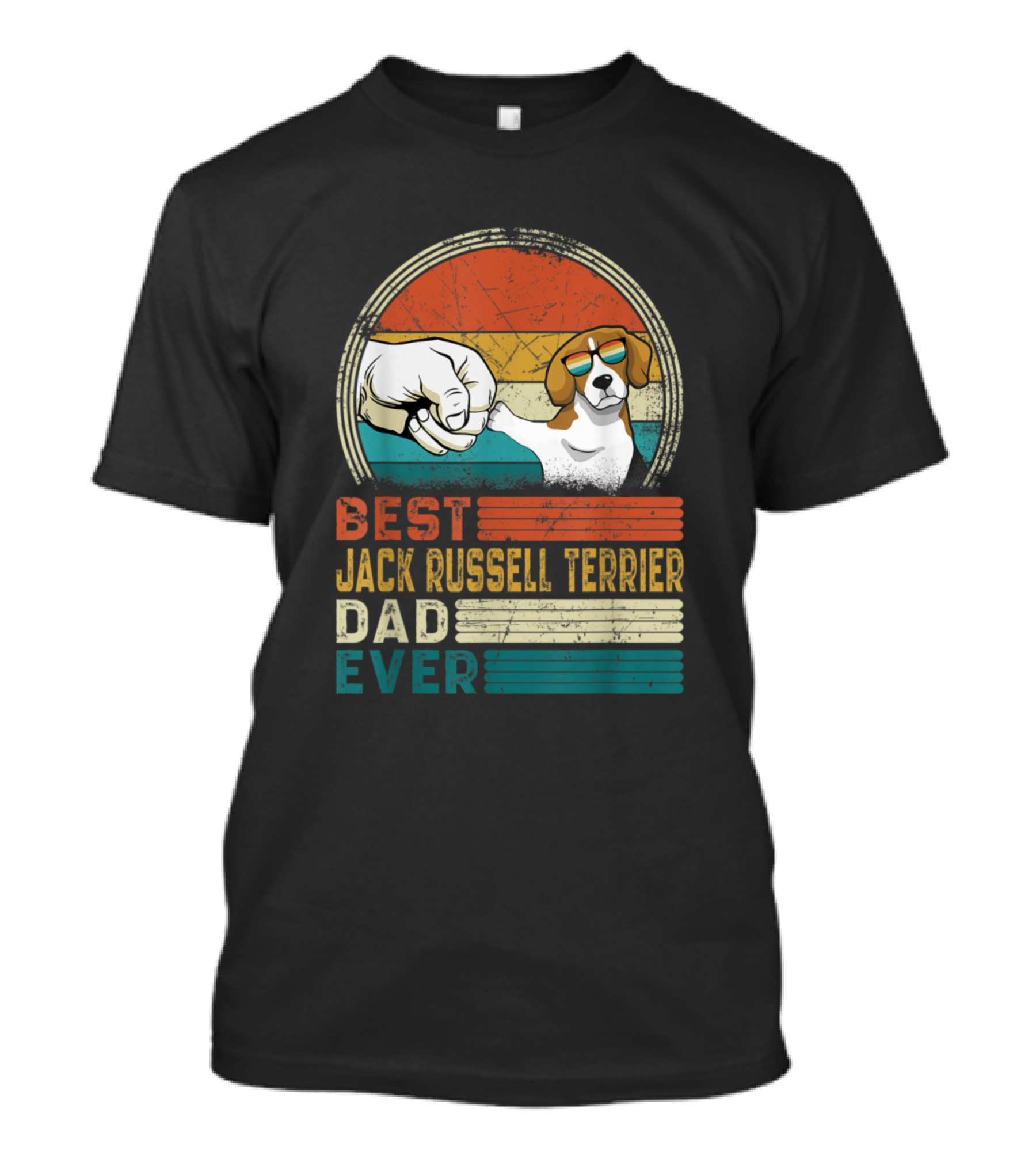 Best Jack Russell Terrier Dad Ever Retro Distressed Fist Bump T-Shirt