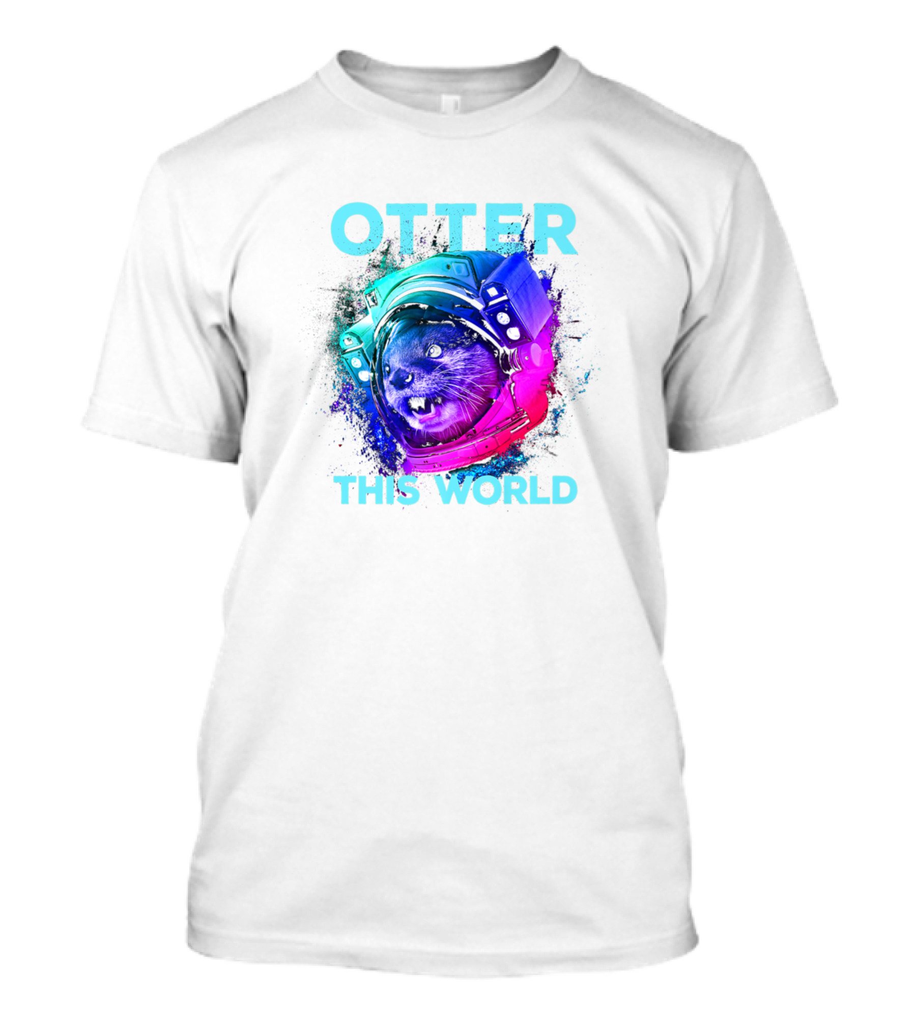 Otter This World Funny Animal Pun Space Helmet T-Shirt