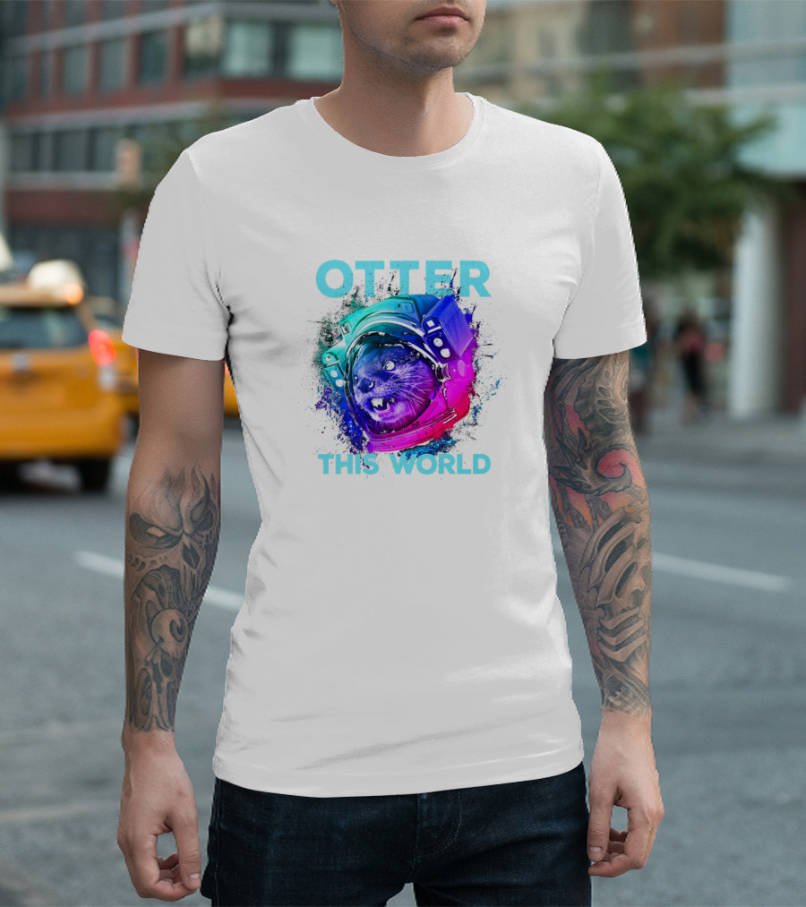 Otter This World Funny Animal Pun Space Helmet T-Shirt