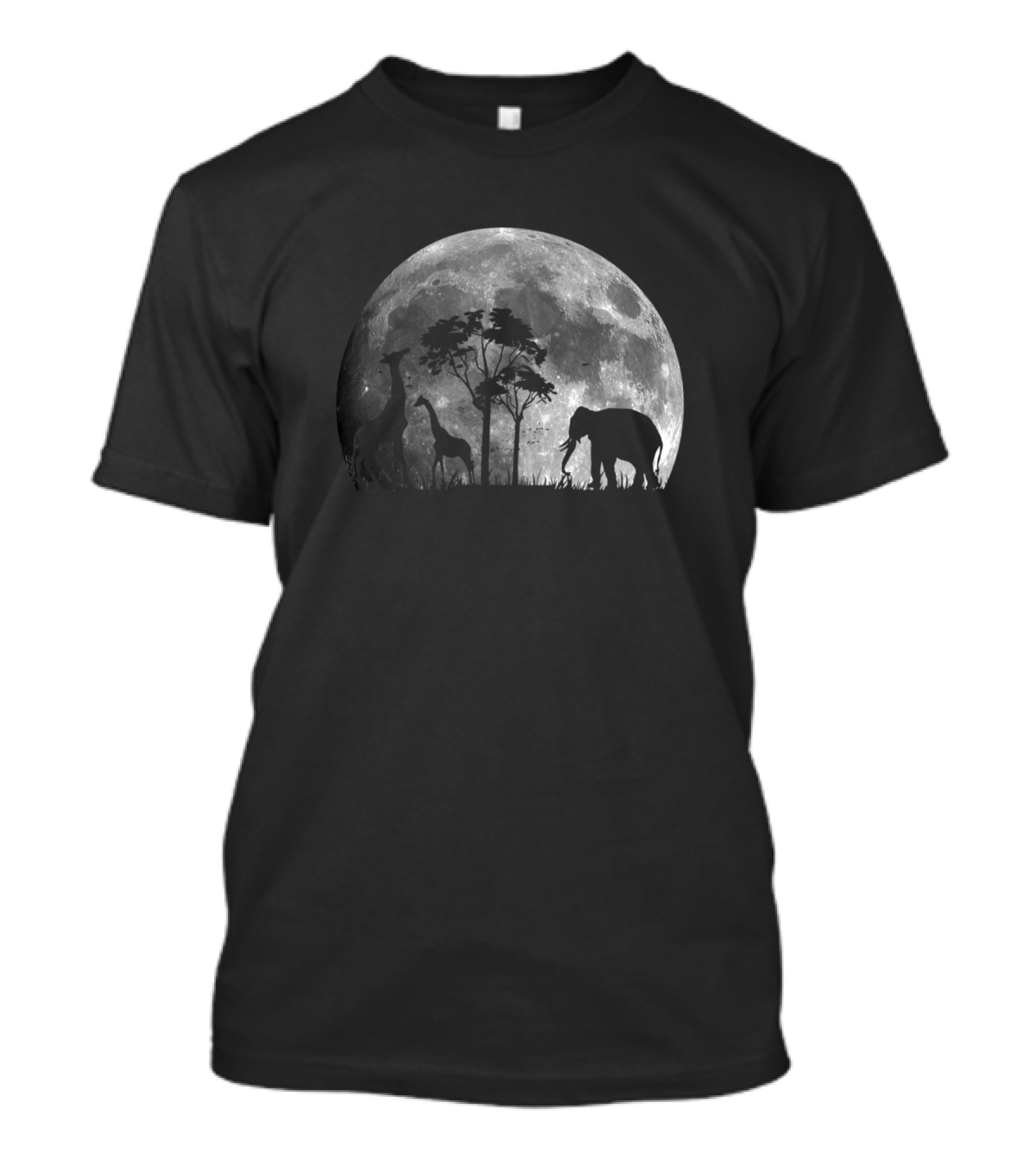 Giraffe Baby Elephant Moon Safari Animal T-Shirt