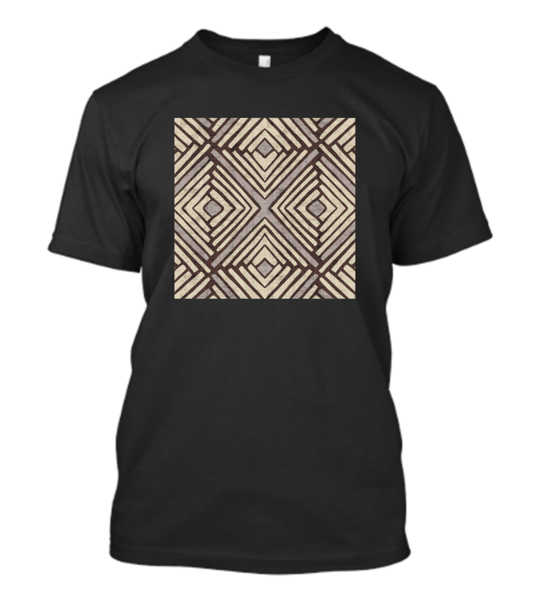 Hand Drawn Natural Shades Tribal Geometric Symmetry T-Shirt