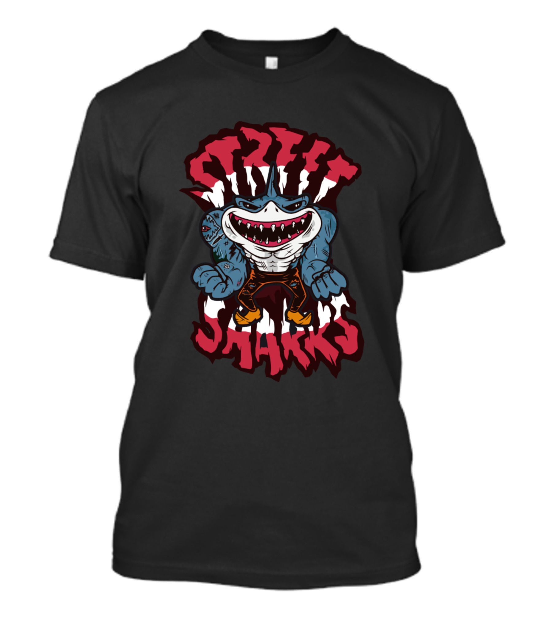Jawsome Street Sharks Cartoon Character Racerback T-Shirt