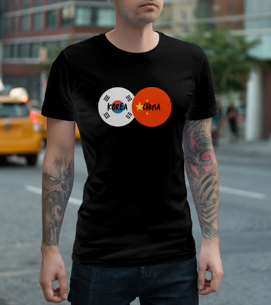 Korea China Flags Friendship T-Shirt